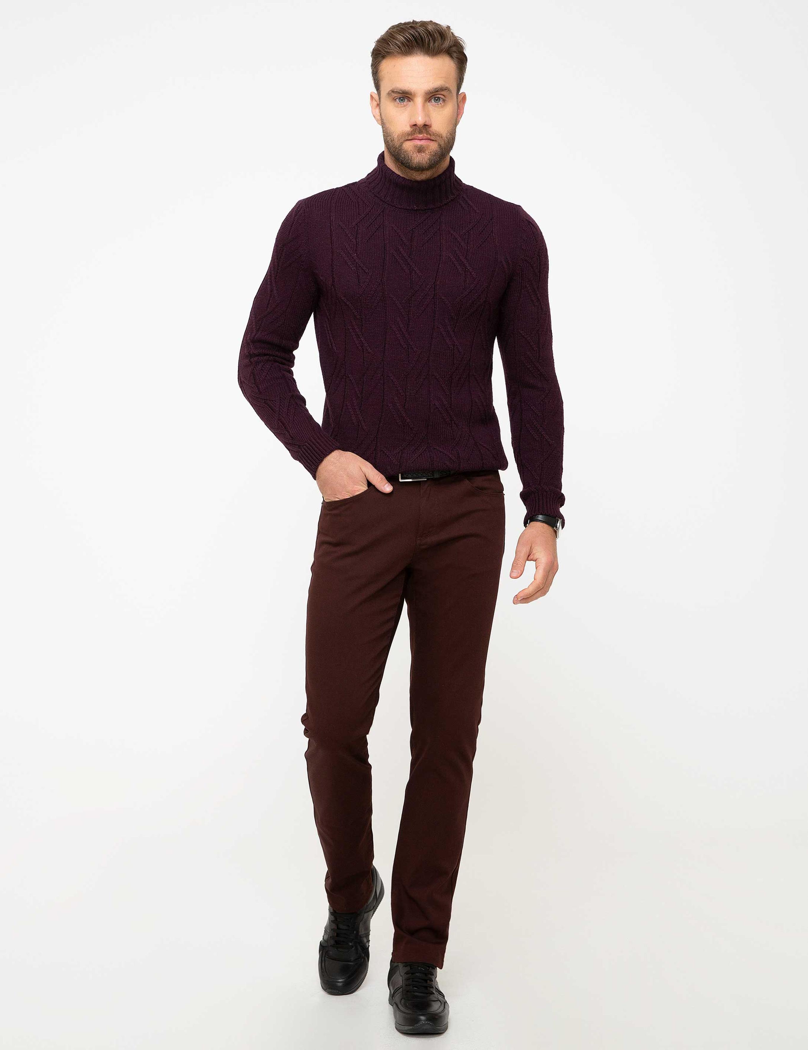 Bordo Slim Fit Triko Kazak