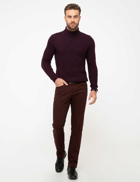 Bordo Slim Fit Triko Kazak - 50193360034