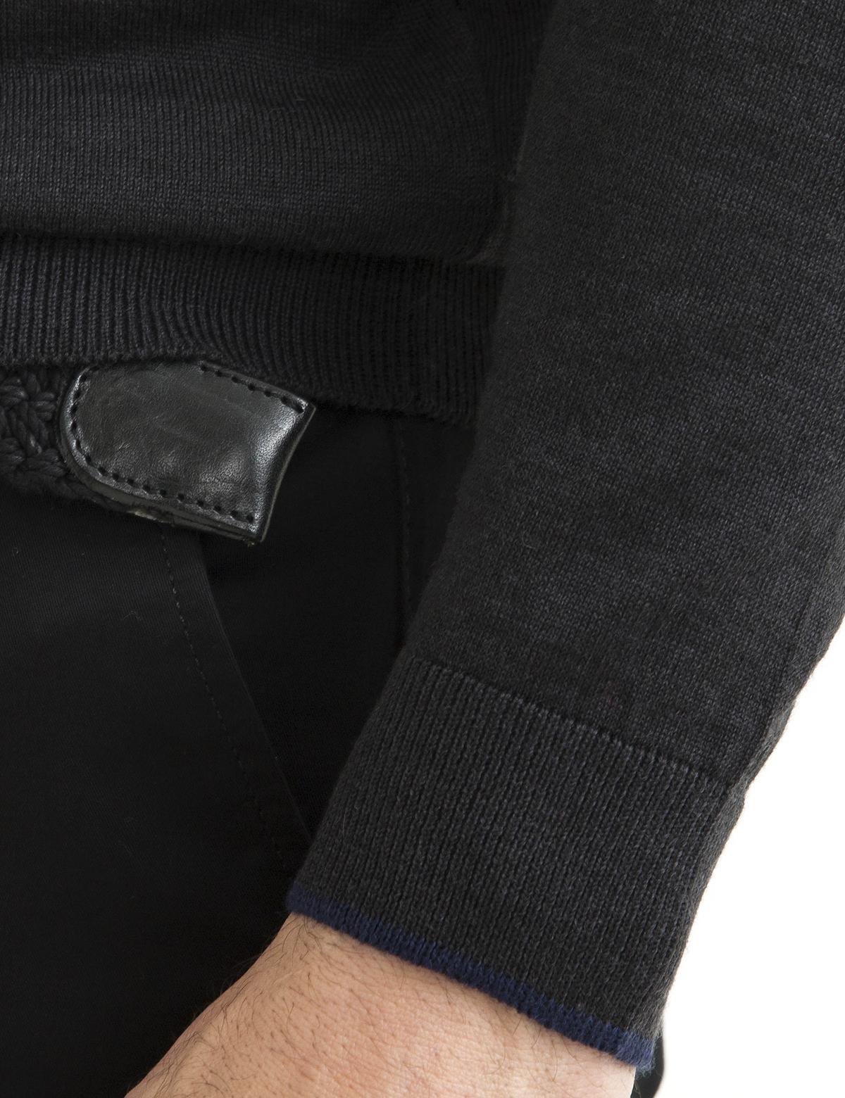 Gri Melanj Slim Fit V Yaka Basic Triko Kazak - 50194205103