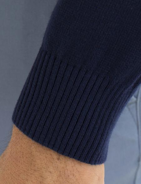 Lacivert Slim Fit Yarım Balıkçı Yaka Basic Triko Kazak - 50194207066