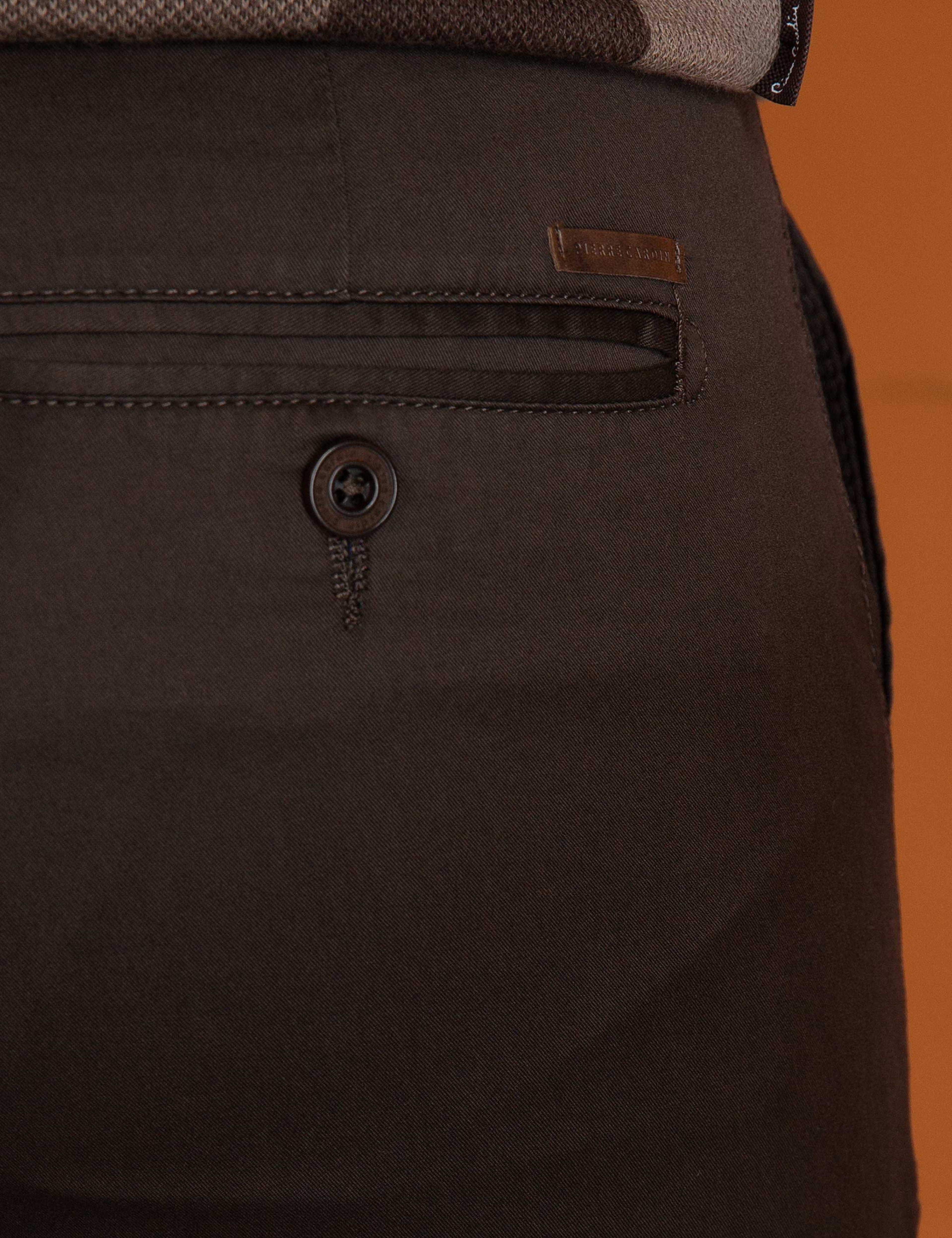 Kahverengi Slim Fit Chino Pantolon - Image 5