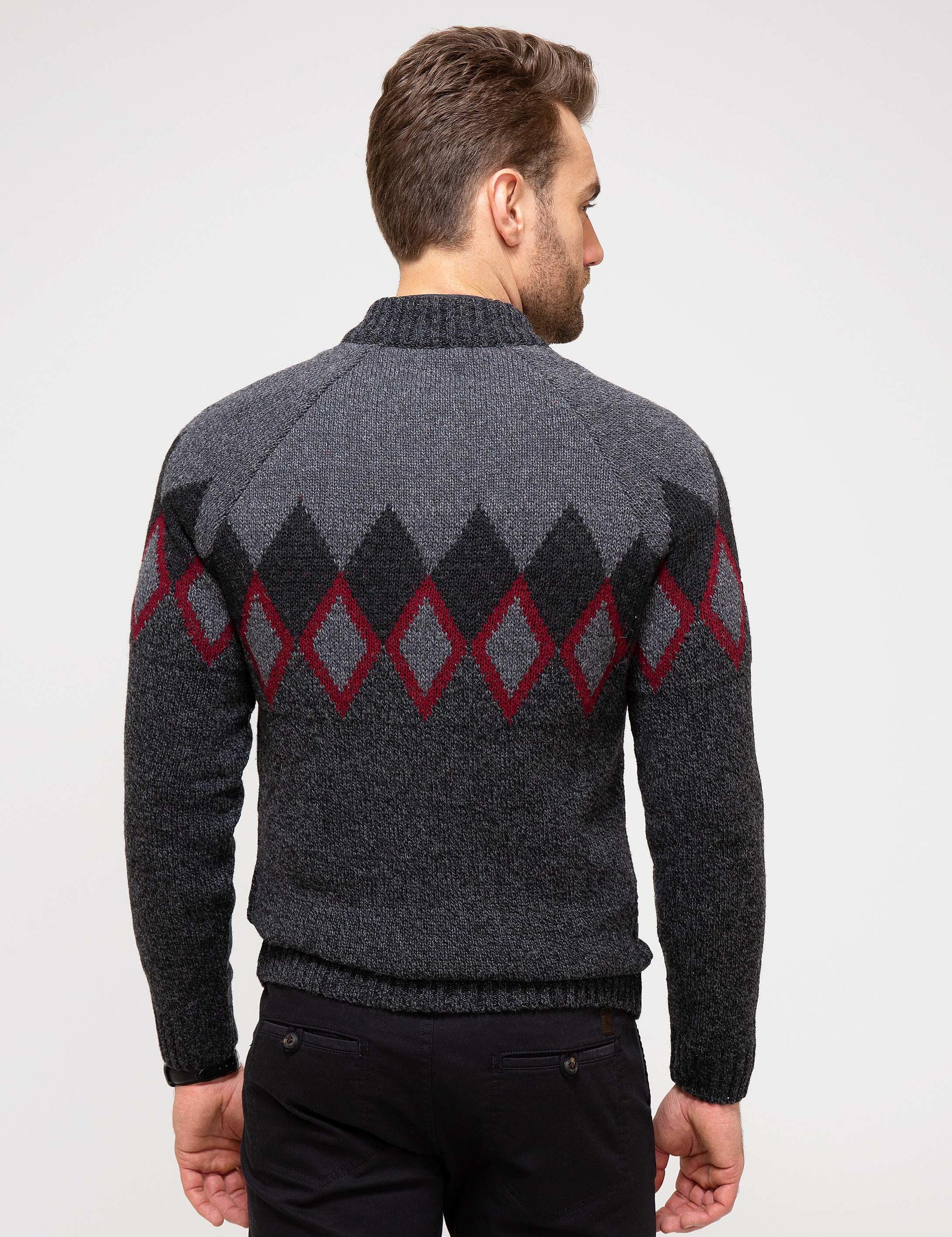 Antrasit Melanj Slim Fit Triko Hırka