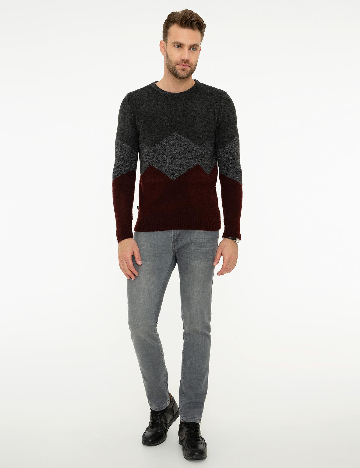 Koyu Gri Slim Fit Triko Kazak - 50208777026