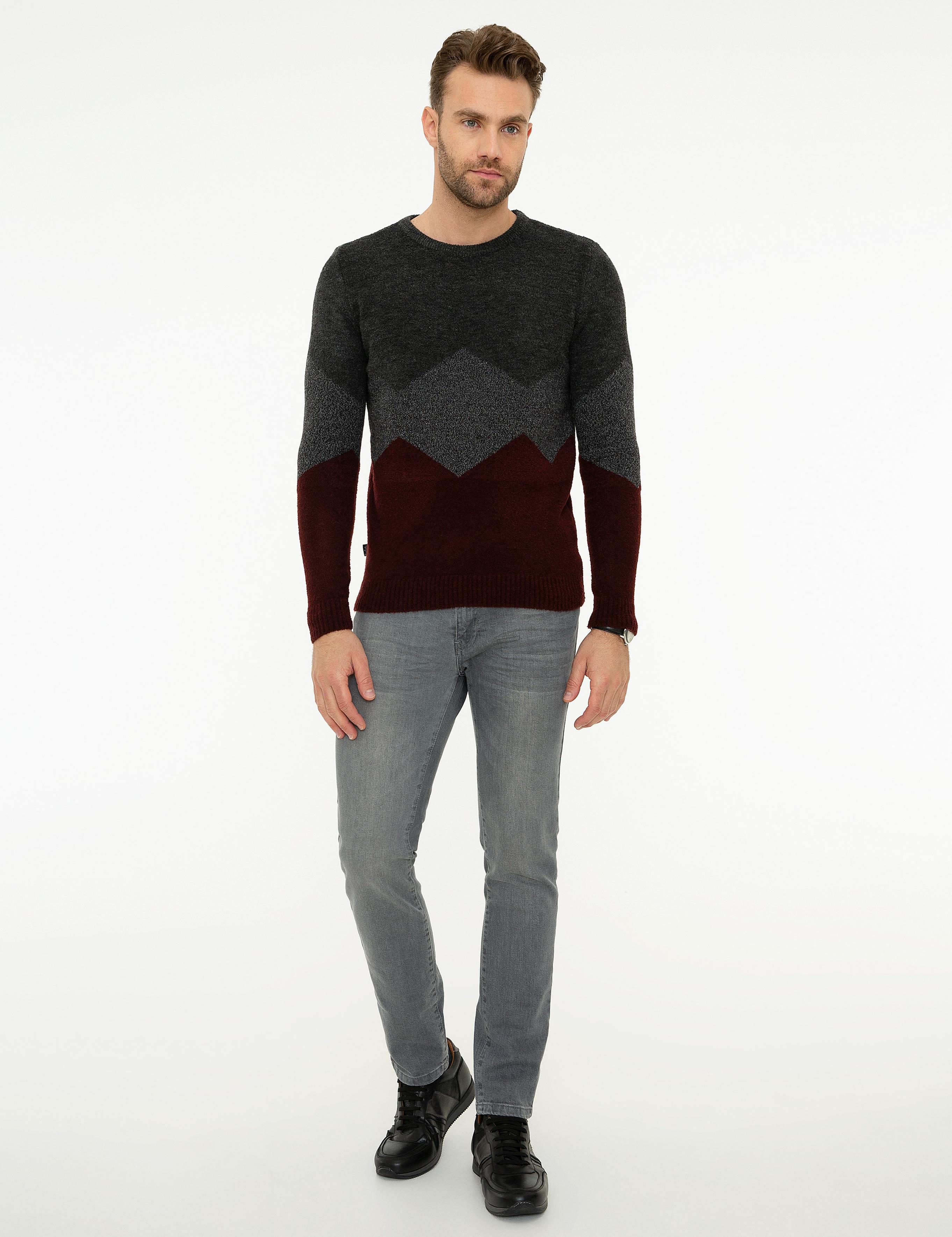 Koyu Gri Slim Fit Triko Kazak