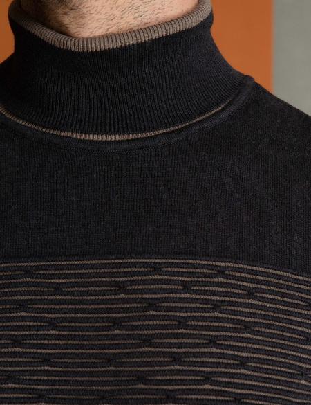 Antrasit Melanj Slim Fit Triko Kazak - 50193384055