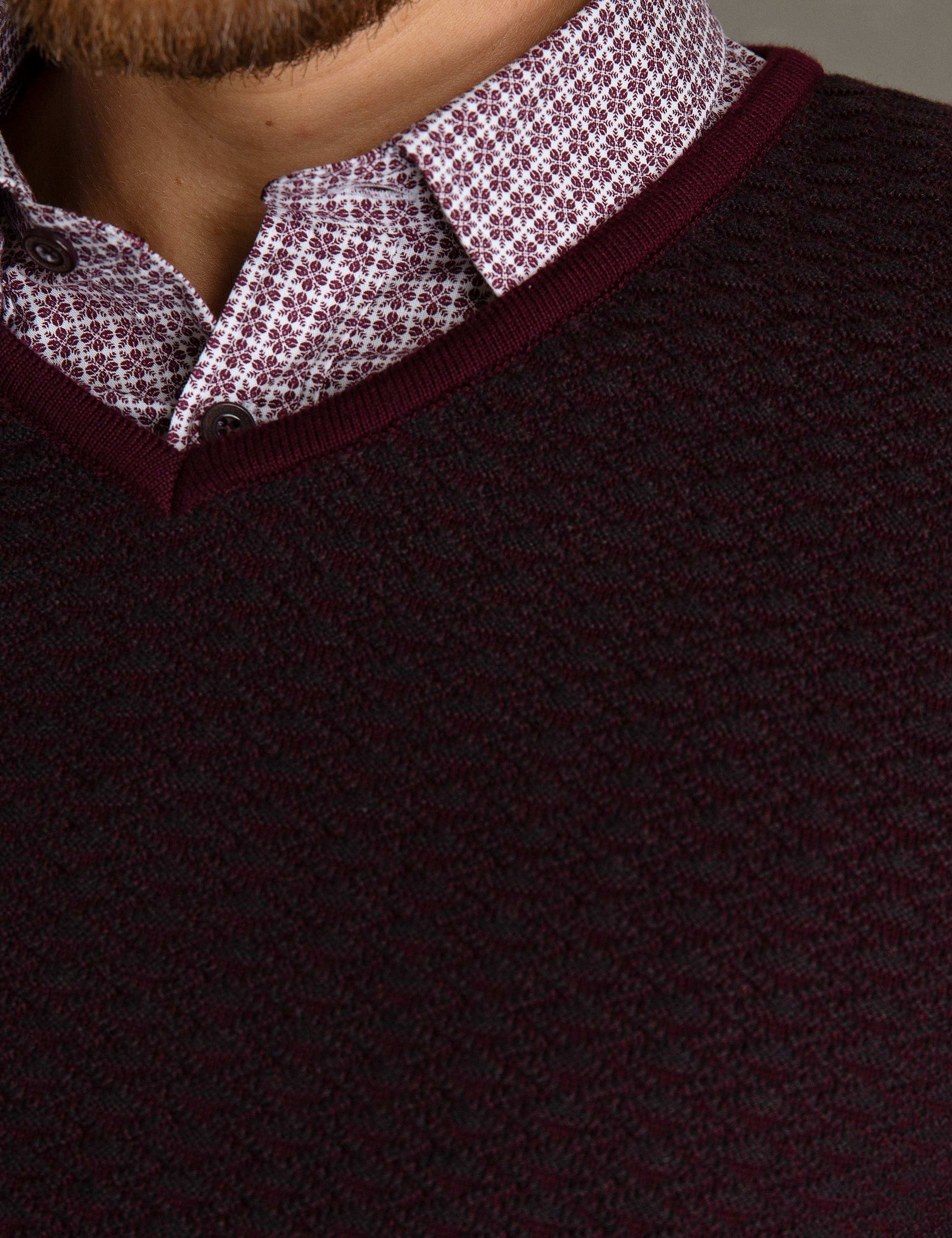 Bordo Slim Fit Triko Kazak - Image 5