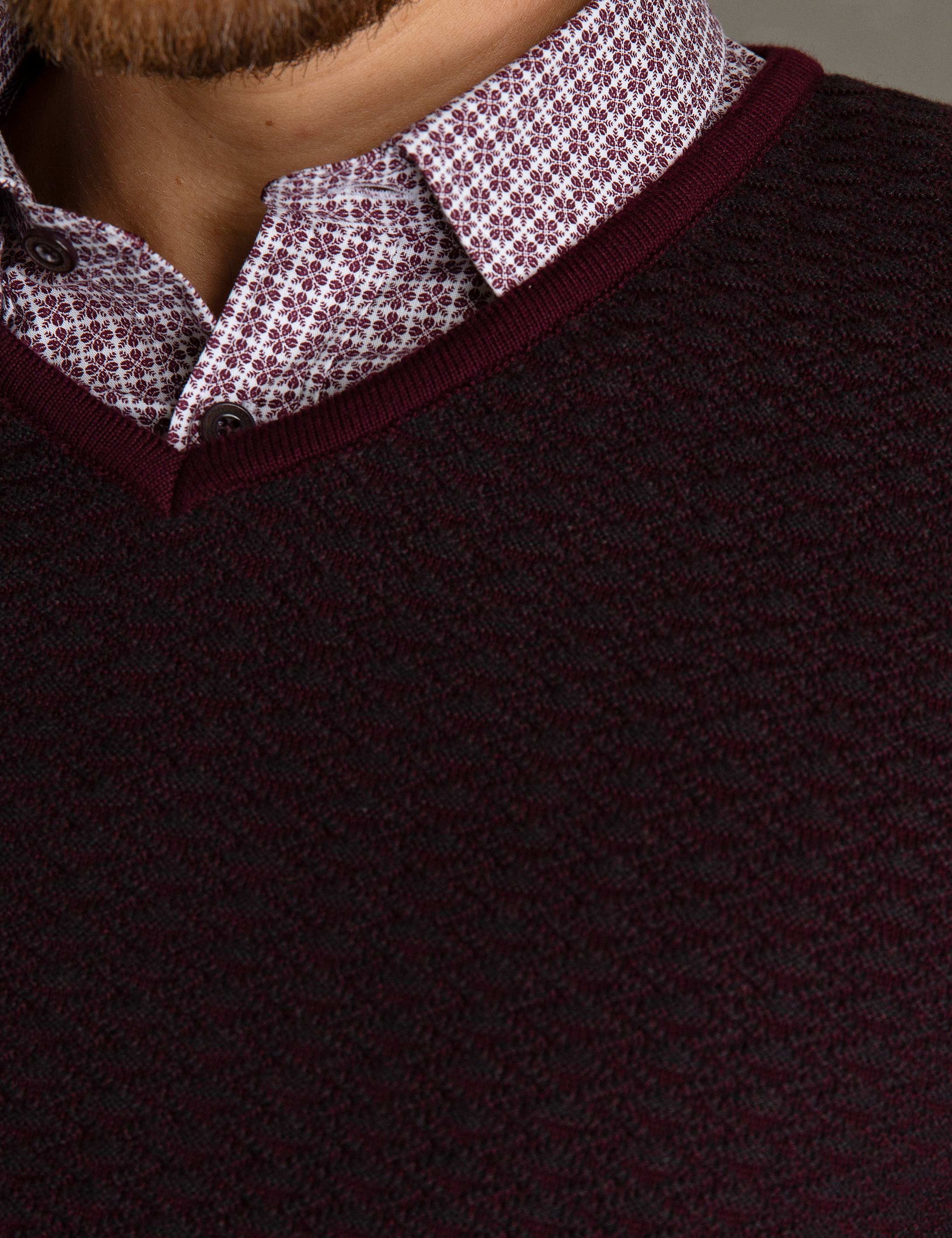 Bordo Slim Fit Triko Kazak