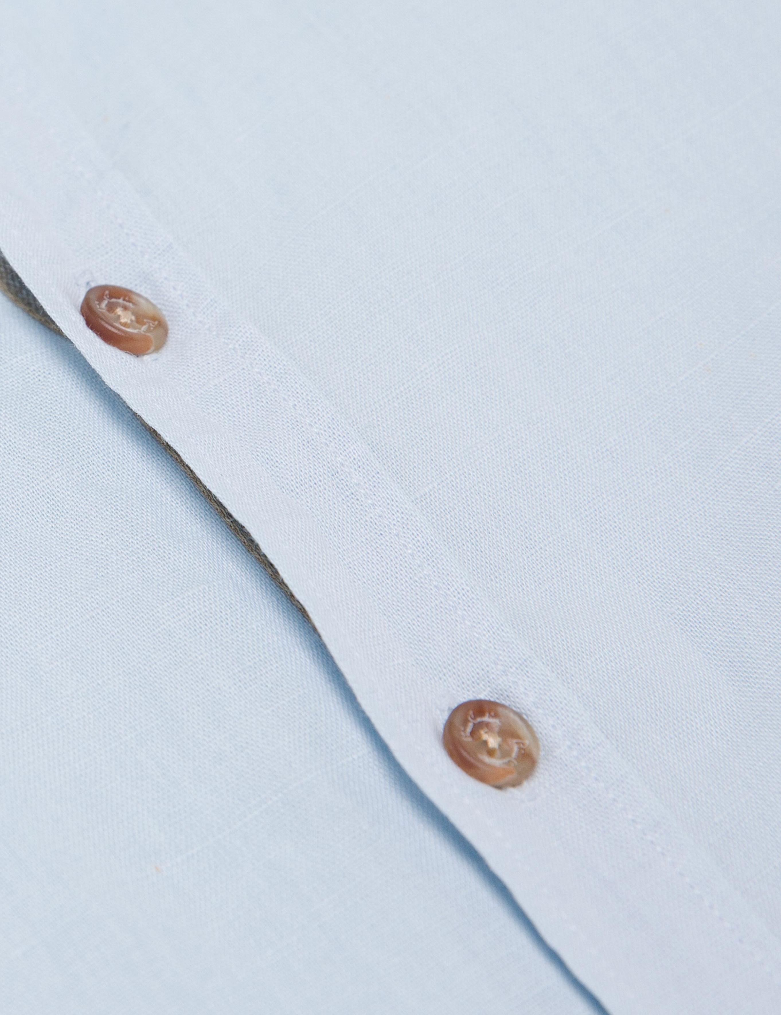 Açık Mavi Slim Fit Keten Karışımlı Gömlek