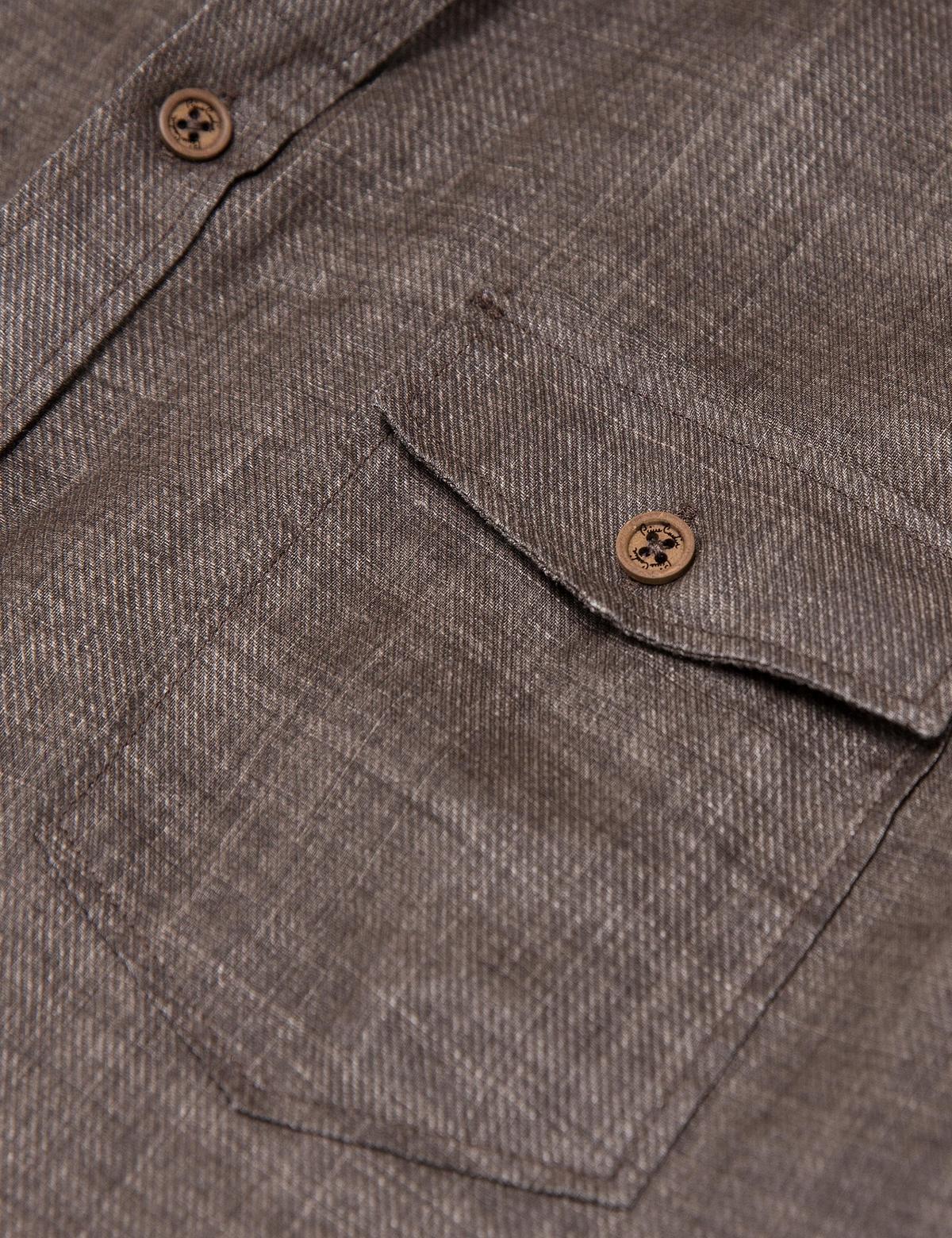 Kahverengi Slim Fit Kısa Kollu Gömlek - 50186205026