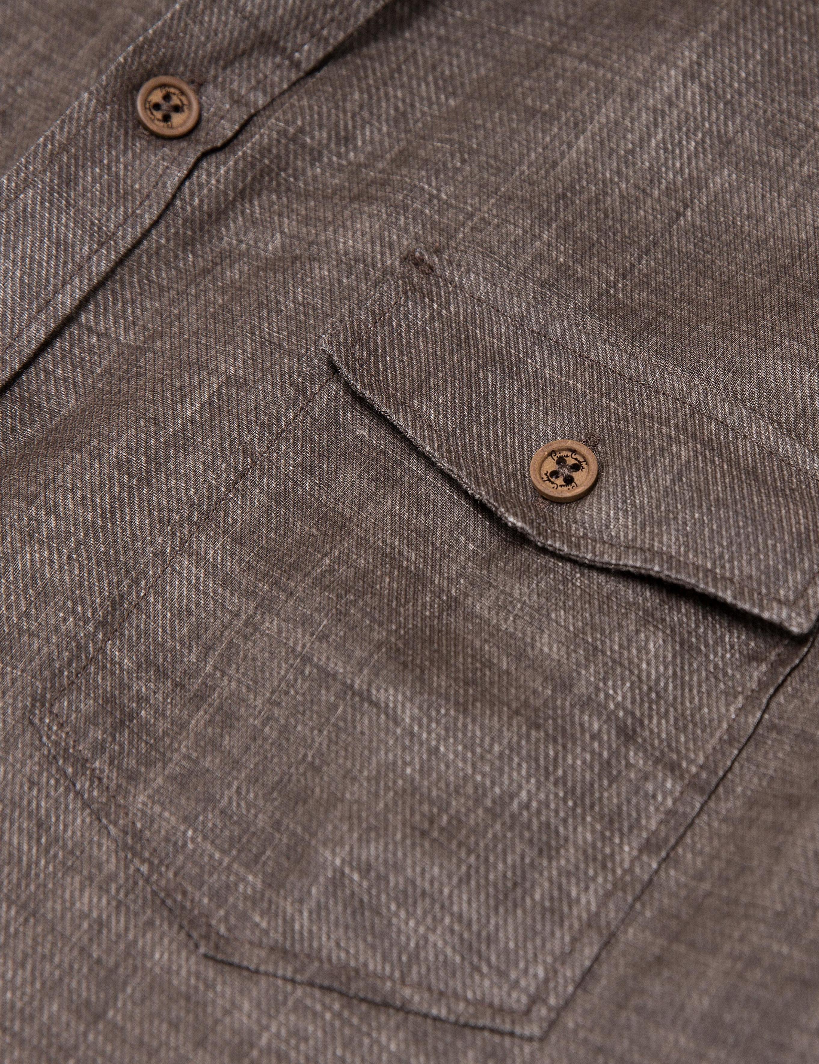 Kahverengi Slim Fit Kısa Kollu Gömlek