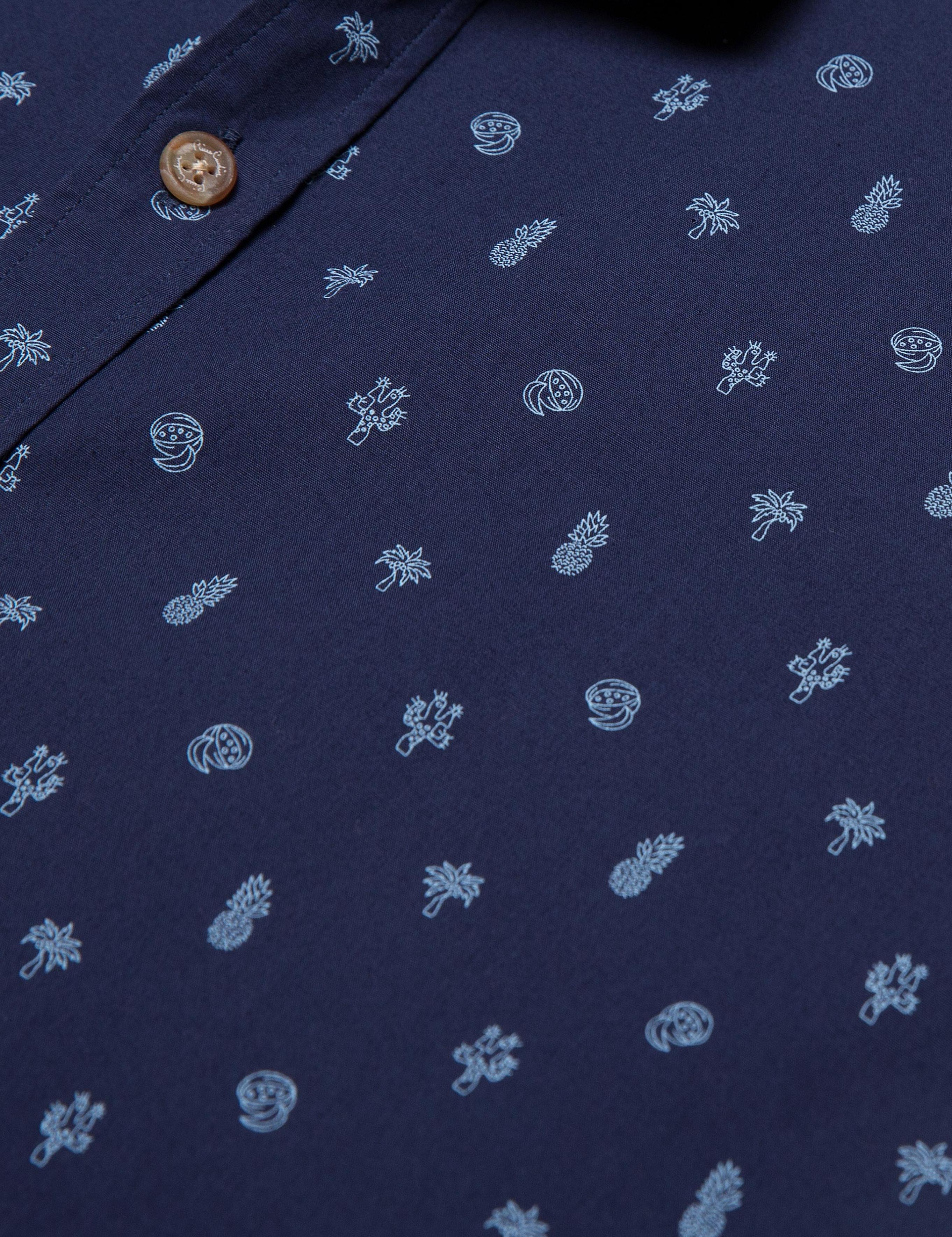 Lacivert Slim Fit Kısa Kollu Gömlek