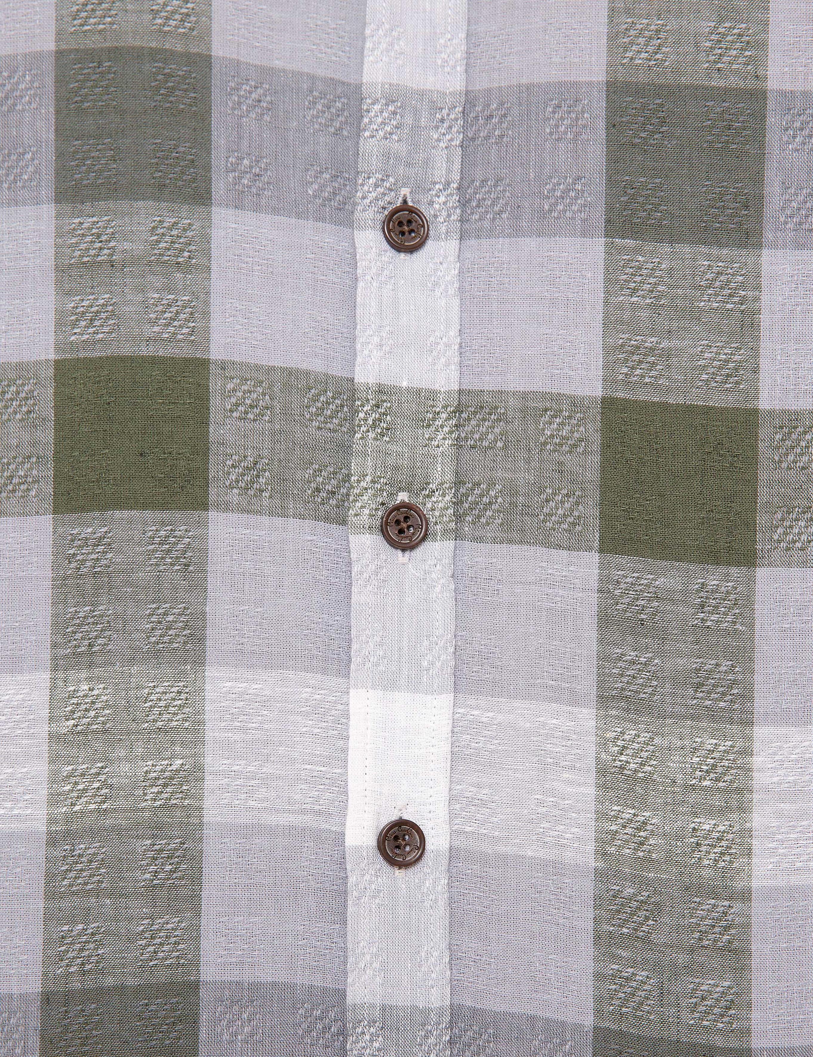 Gri Slim Fit Keten Karışımlı Gömlek