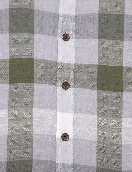 Gri Slim Fit Keten Karışımlı Gömlek - 50186231029