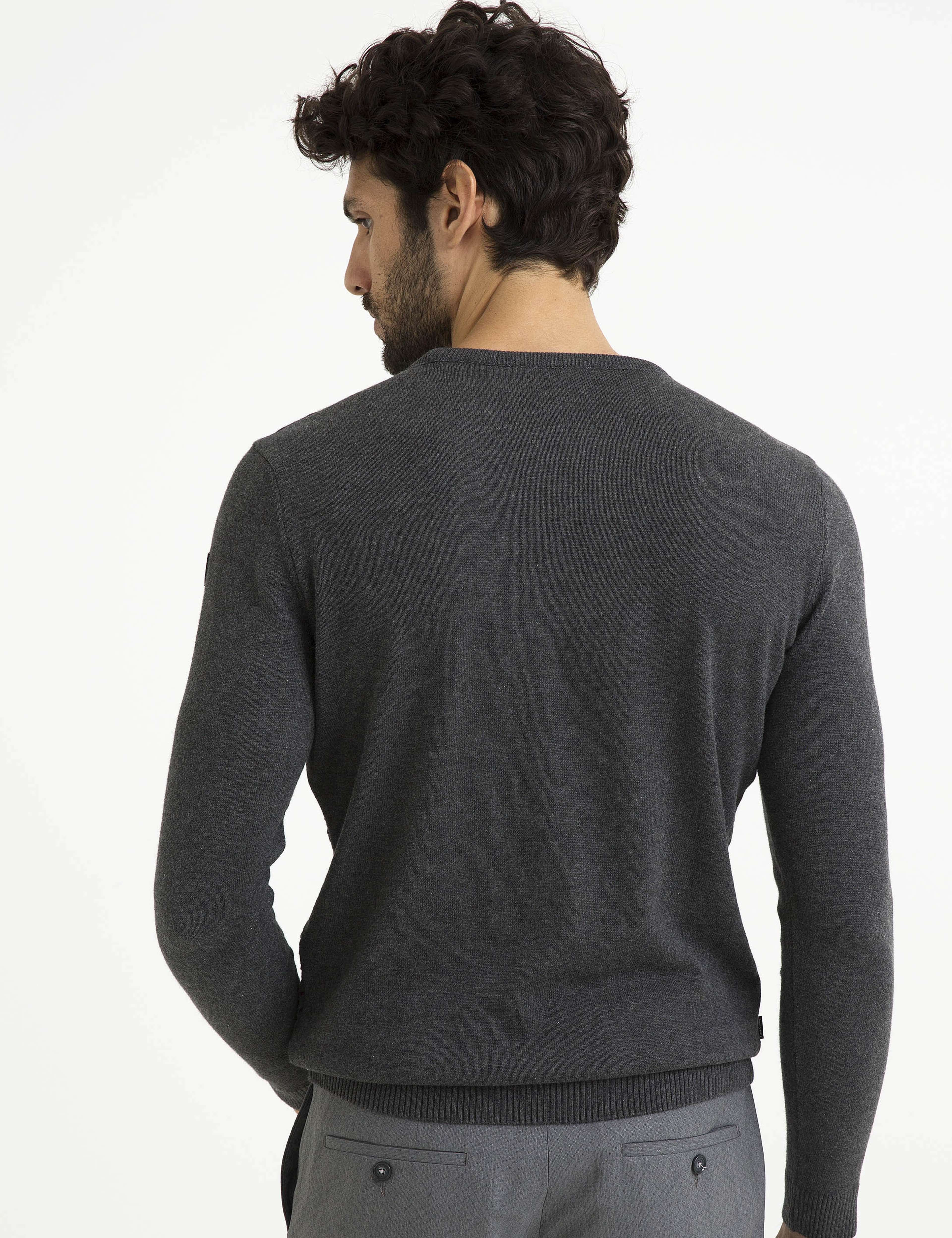 Gri Melanj Slim Fit Triko Kazak - Image 5
