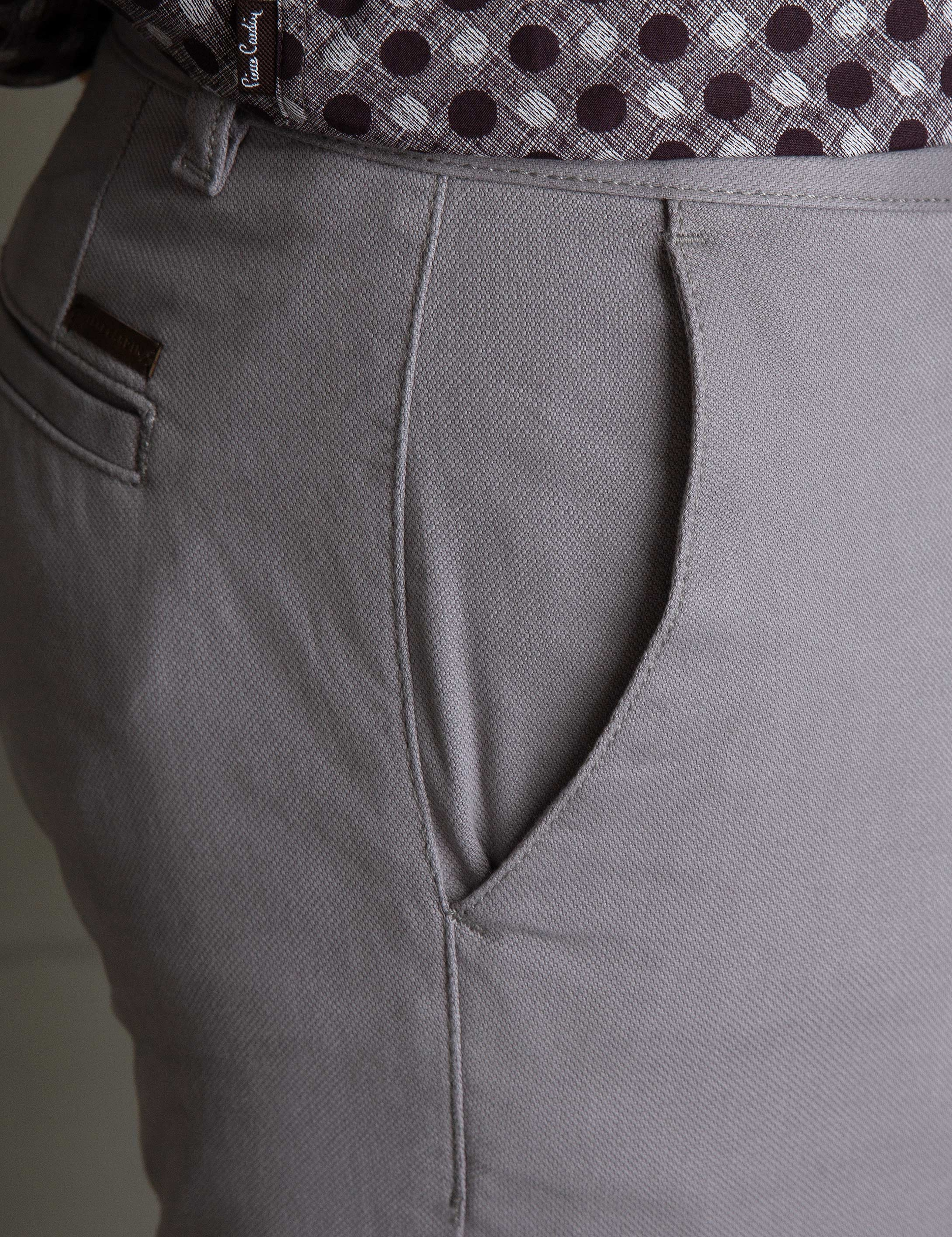 Gri Slim Fit Kanvas Pantolon - Image 5