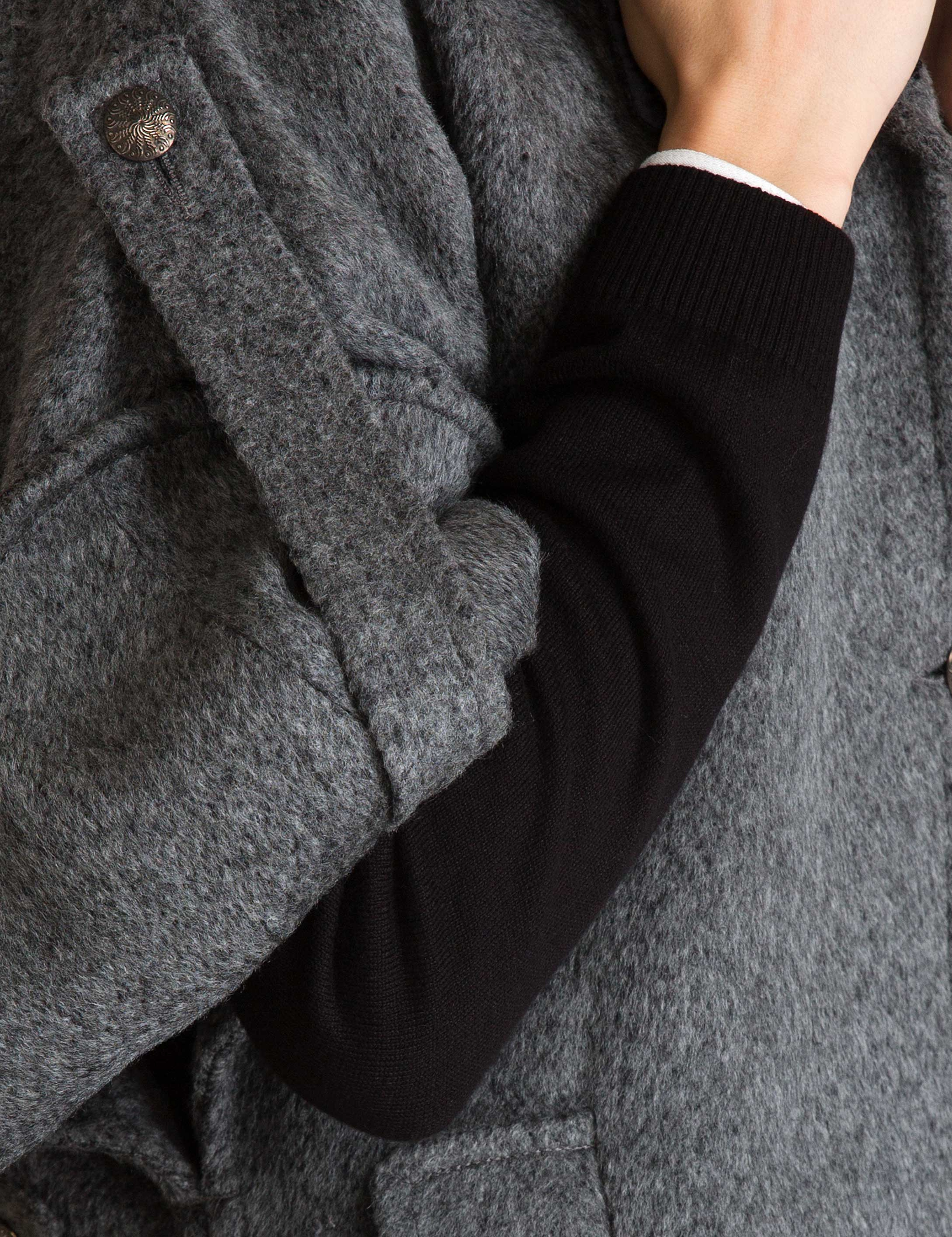 Gri Regular Fit Kaşe Kaban - Image 5