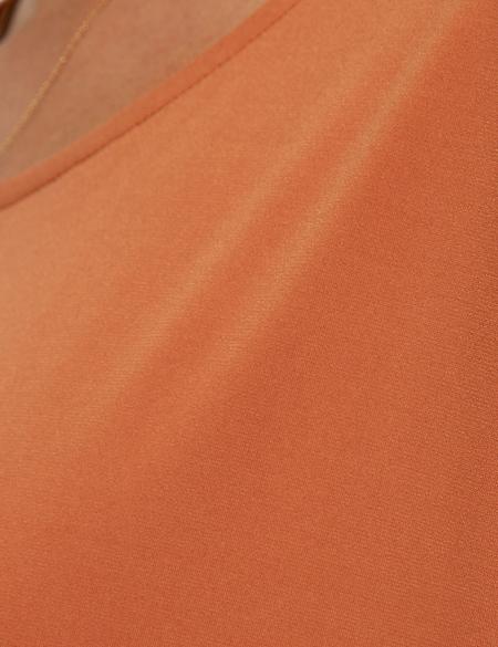 Taba Comfort Fit Kayık Yaka T-Shirt - 50197781110