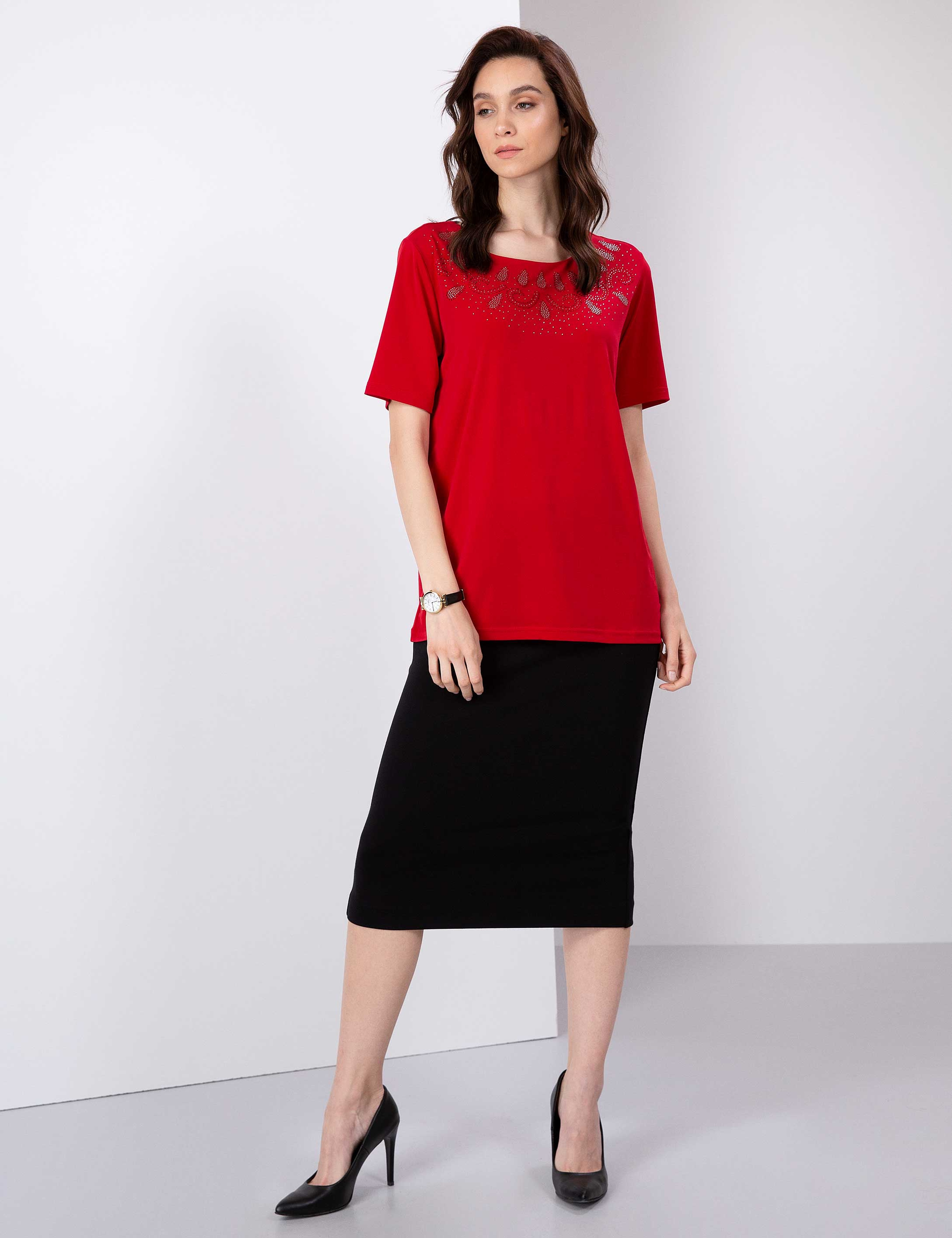 Kırmızı Comfort Fit Bluz - Image 5
