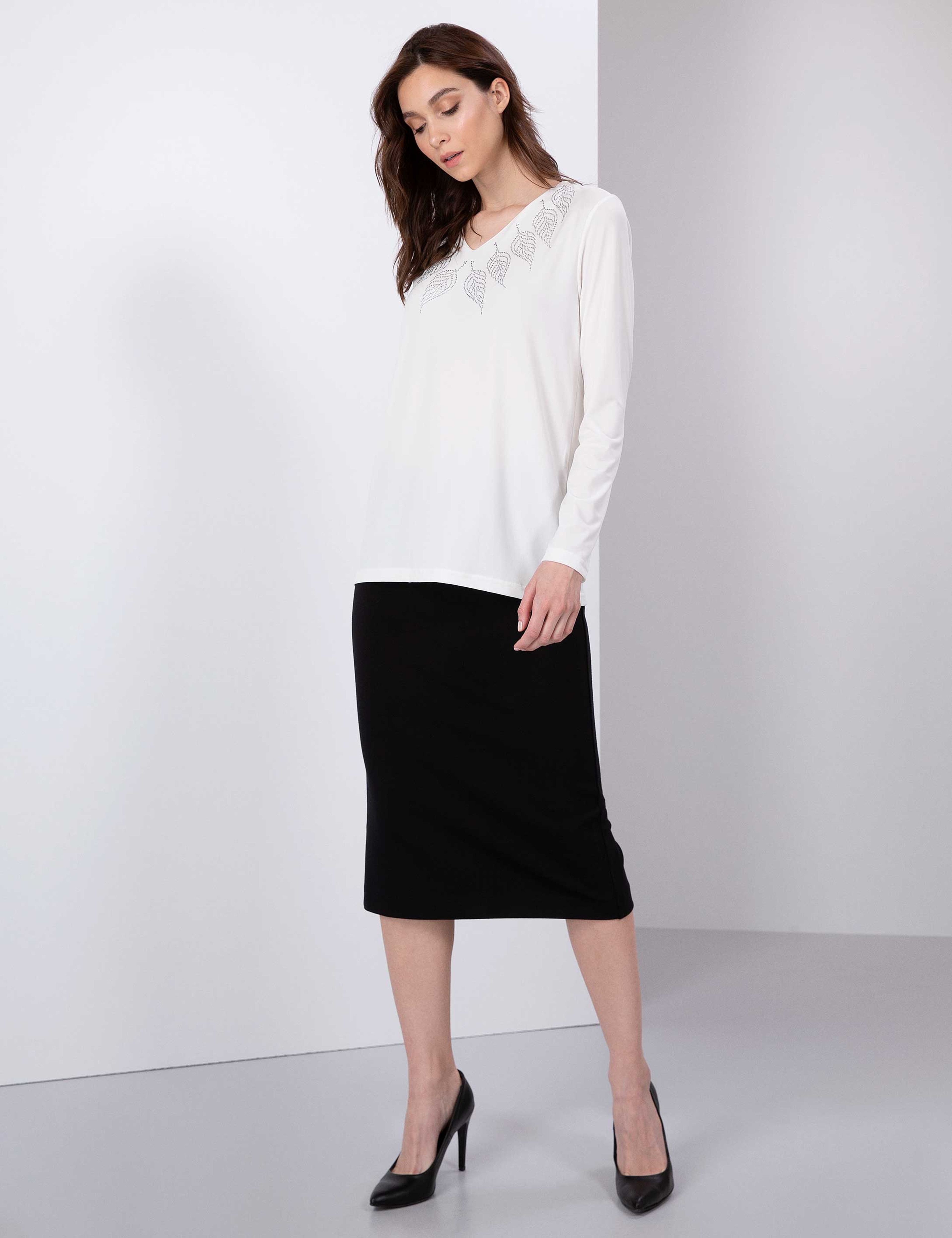 Ekru Slim Fit Bluz - Image 5