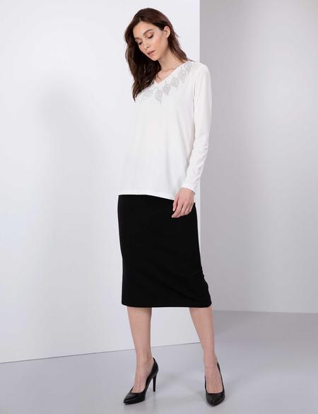 Ekru Slim Fit Bluz - 50197800047