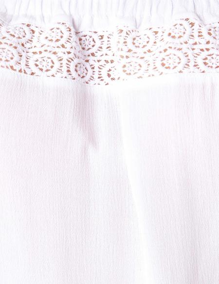 Beyaz Crop Top Bluz - 50202566005