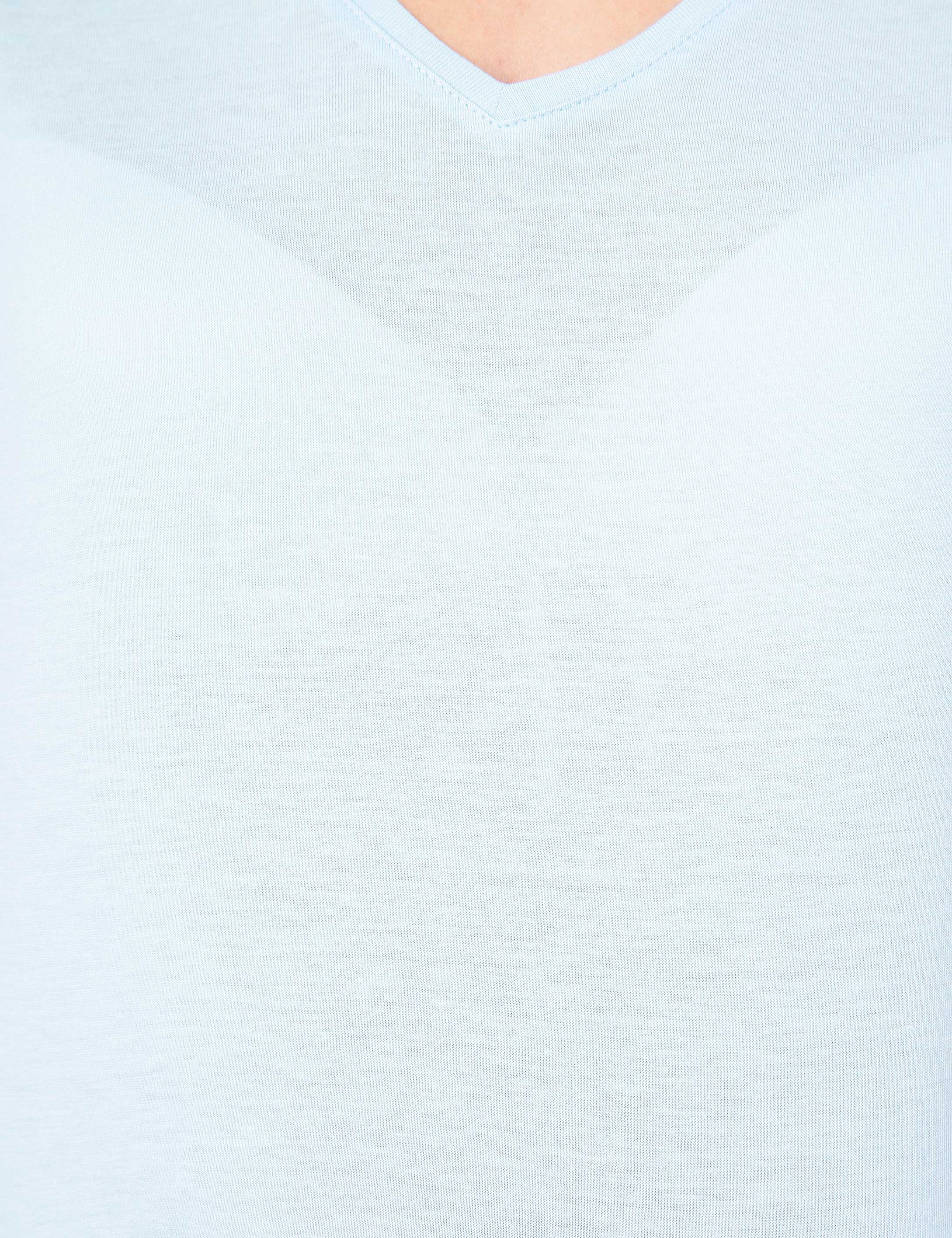 Pierre Cardin Açık Mavi Regular Fit V Yaka Tişört görsel 5