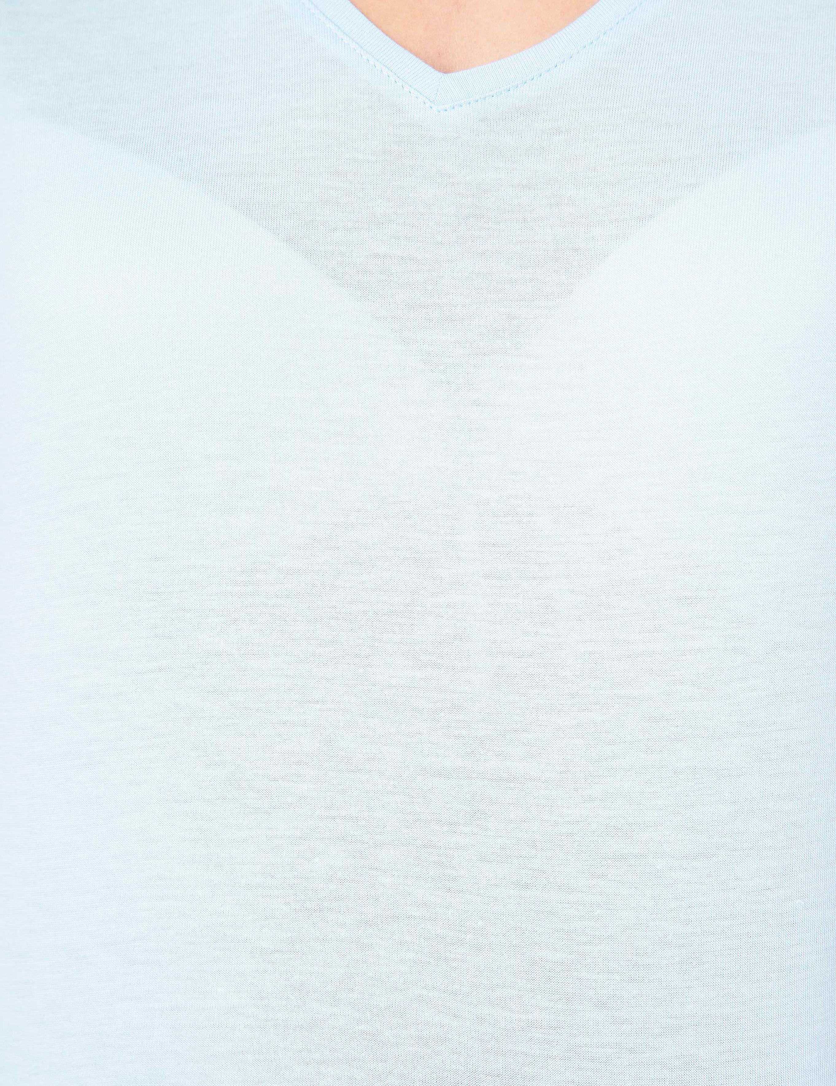 Açık Mavi Regular Fit V Yaka Tişört