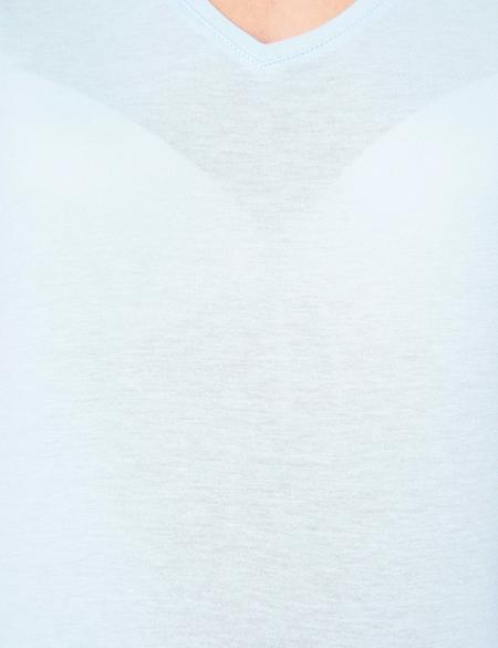 Açık Mavi Regular Fit V Yaka Tişört - 50202619067
