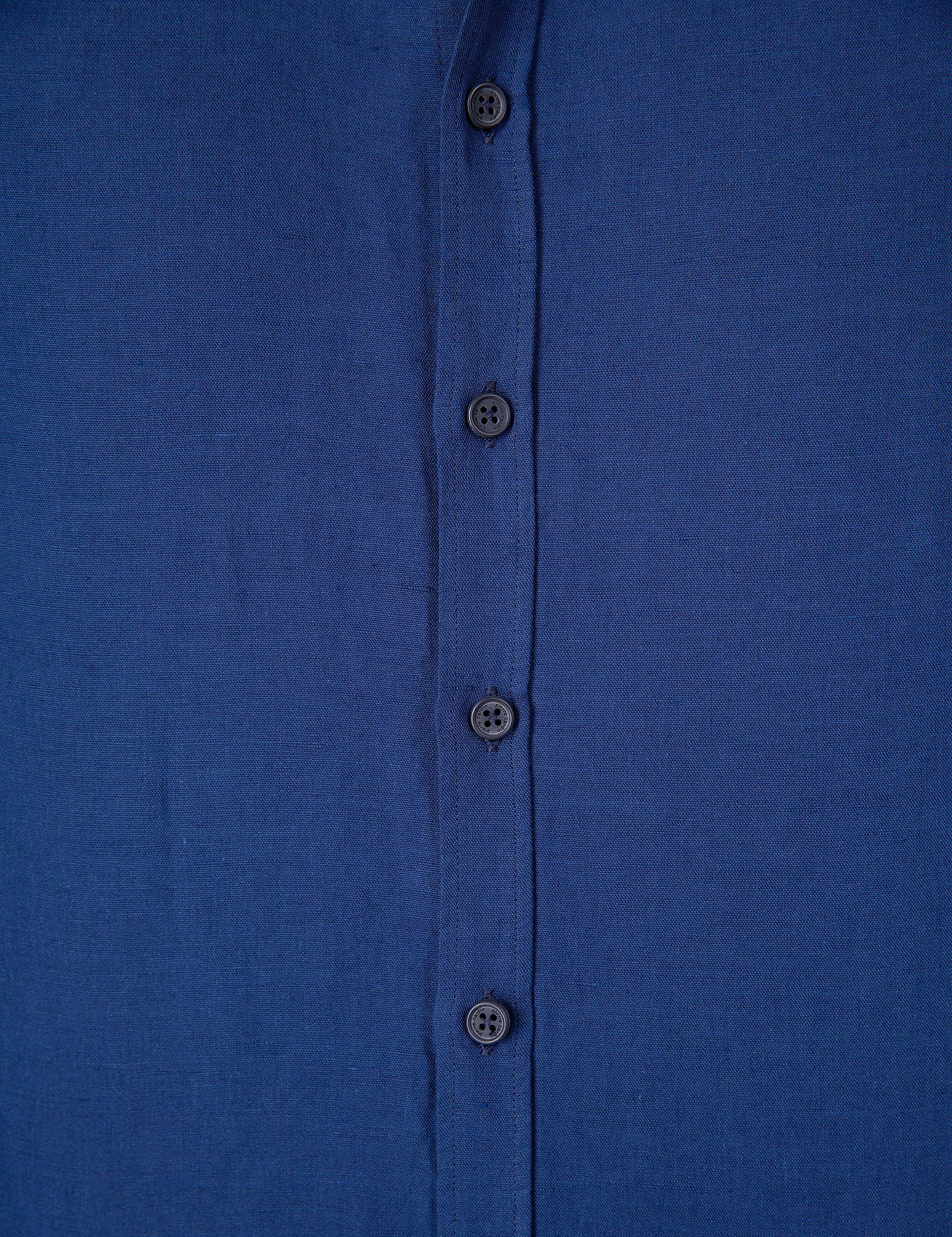 Lacivert Slim Fit Uzun Kollu Gömlek - Image 5