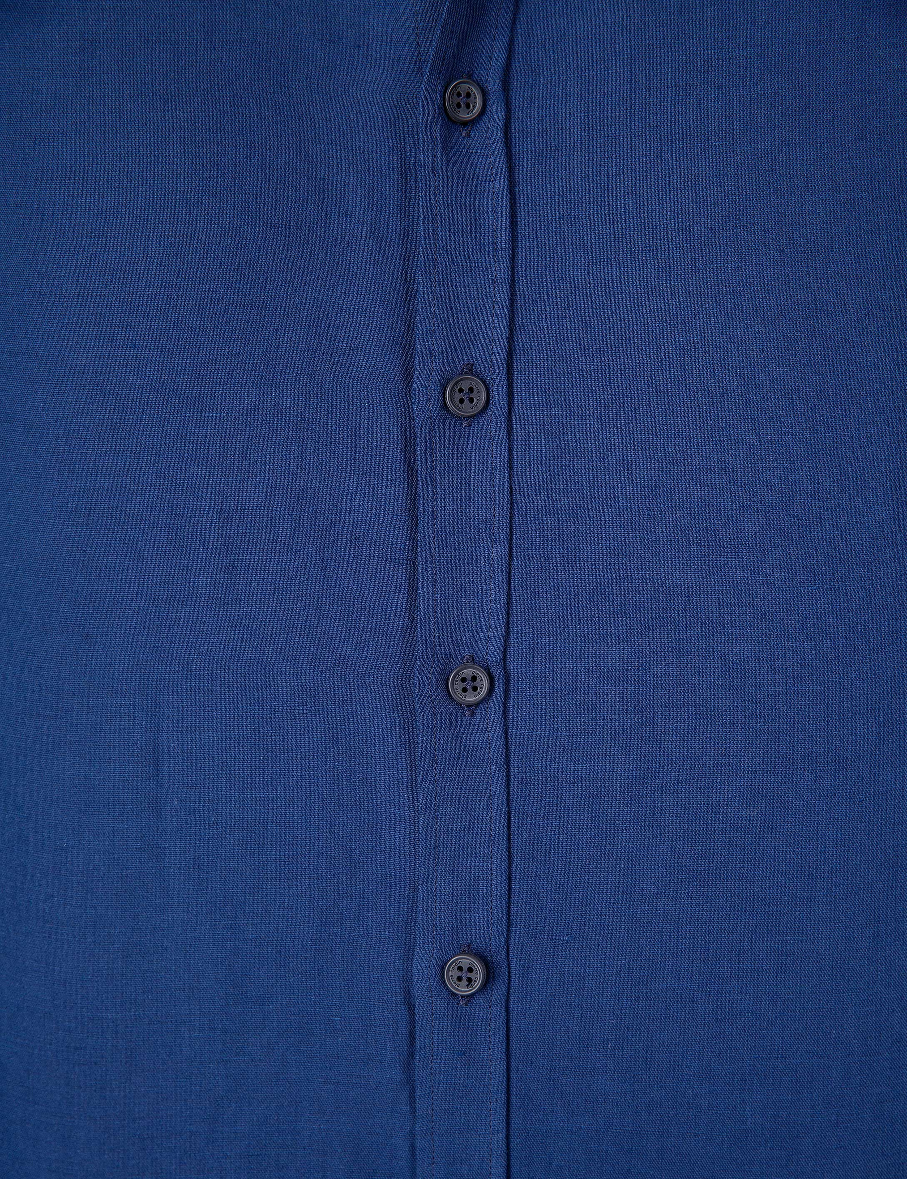 Lacivert Slim Fit Uzun Kollu Gömlek