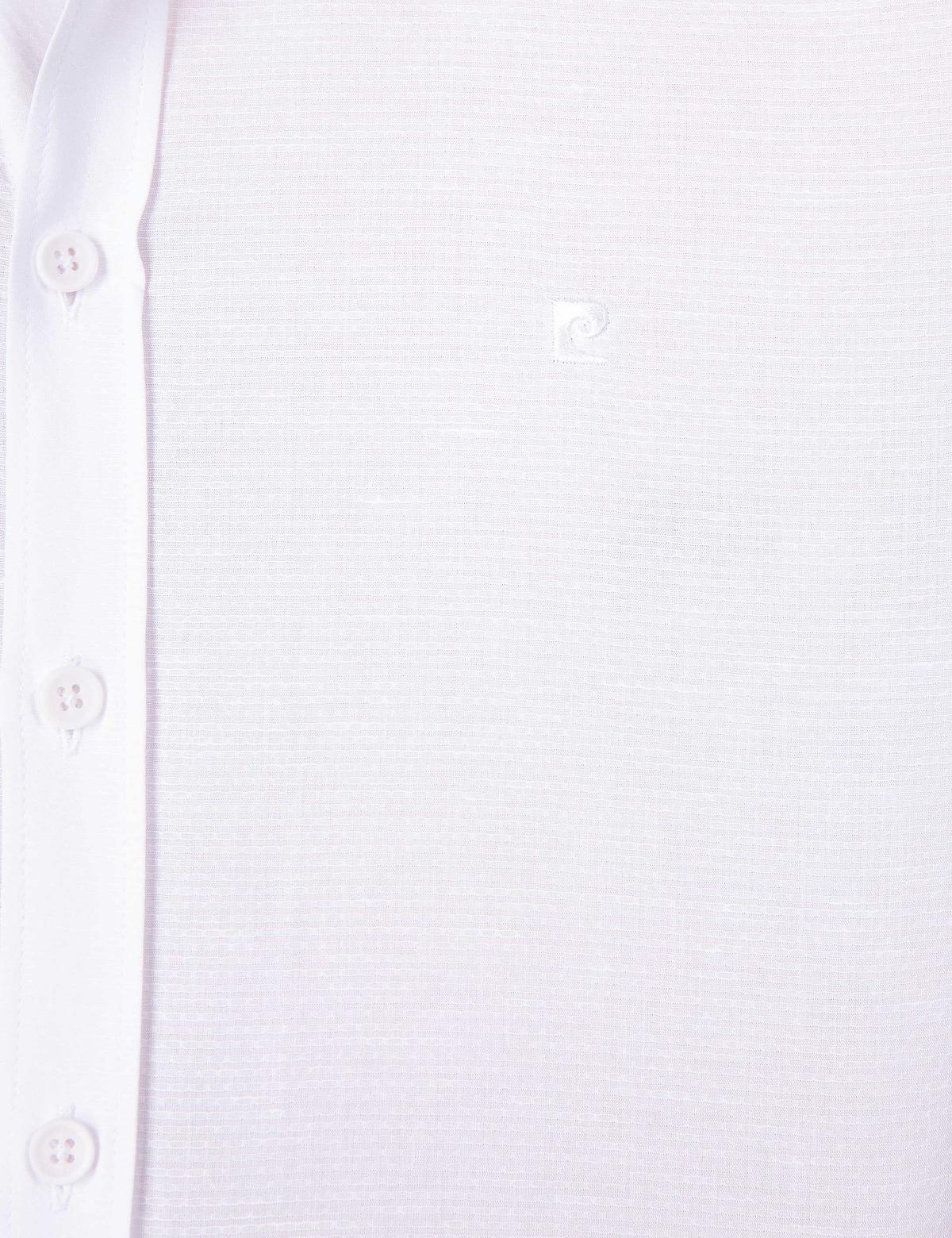 Beyaz Slim Fit Keten Karışımlı Gömlek - 50203447006