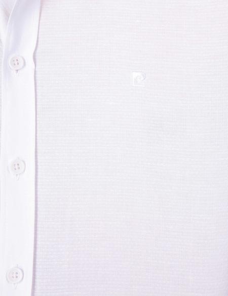 Beyaz Slim Fit Keten Karışımlı Gömlek - 50203447006