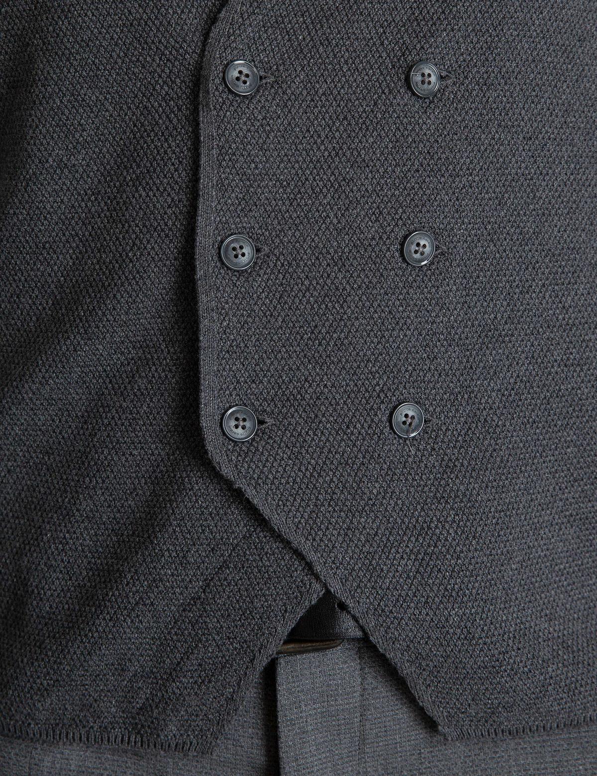 Gri Melanj Slim Fit Triko Yelek - 50197473031