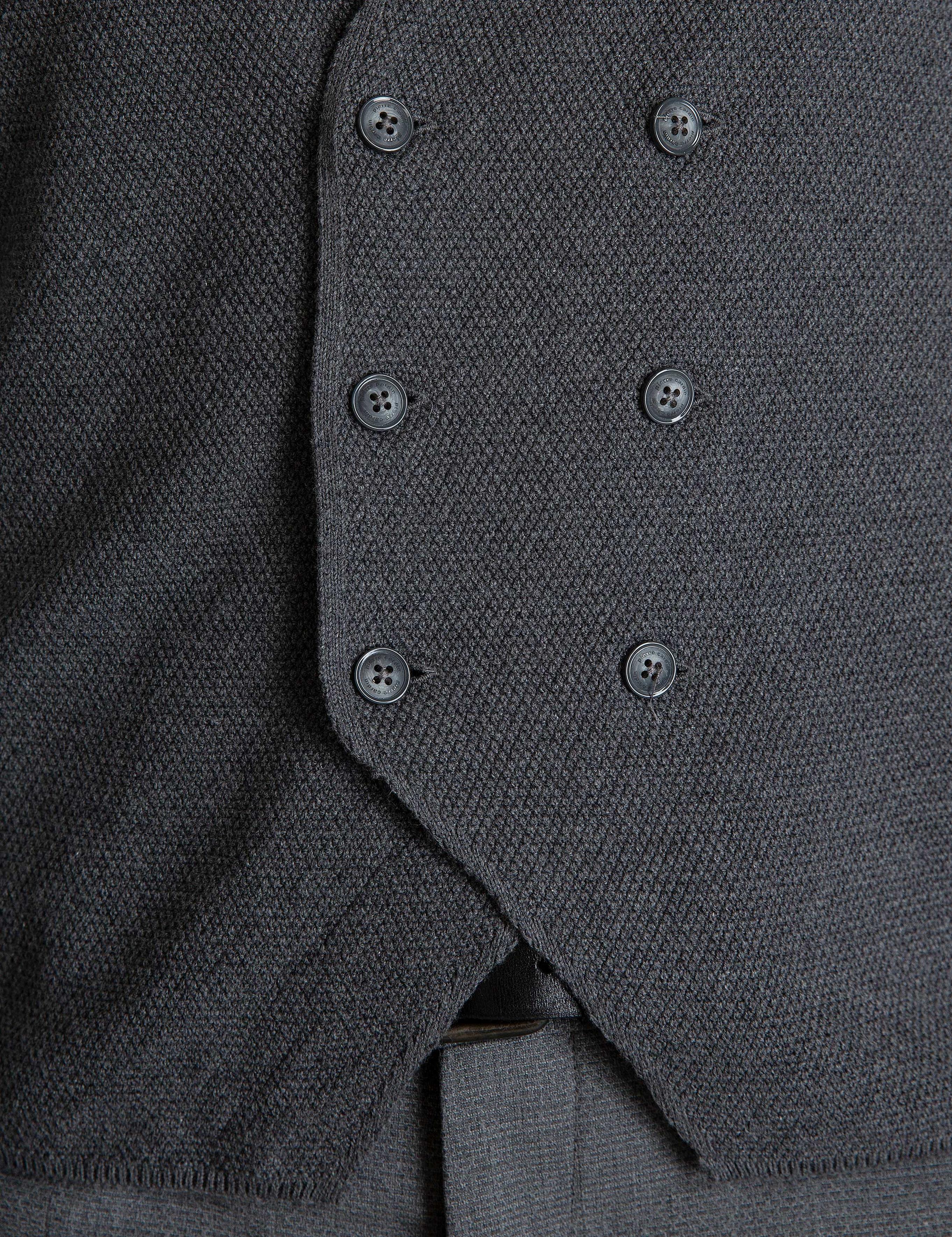 Gri Melanj Slim Fit Triko Yelek