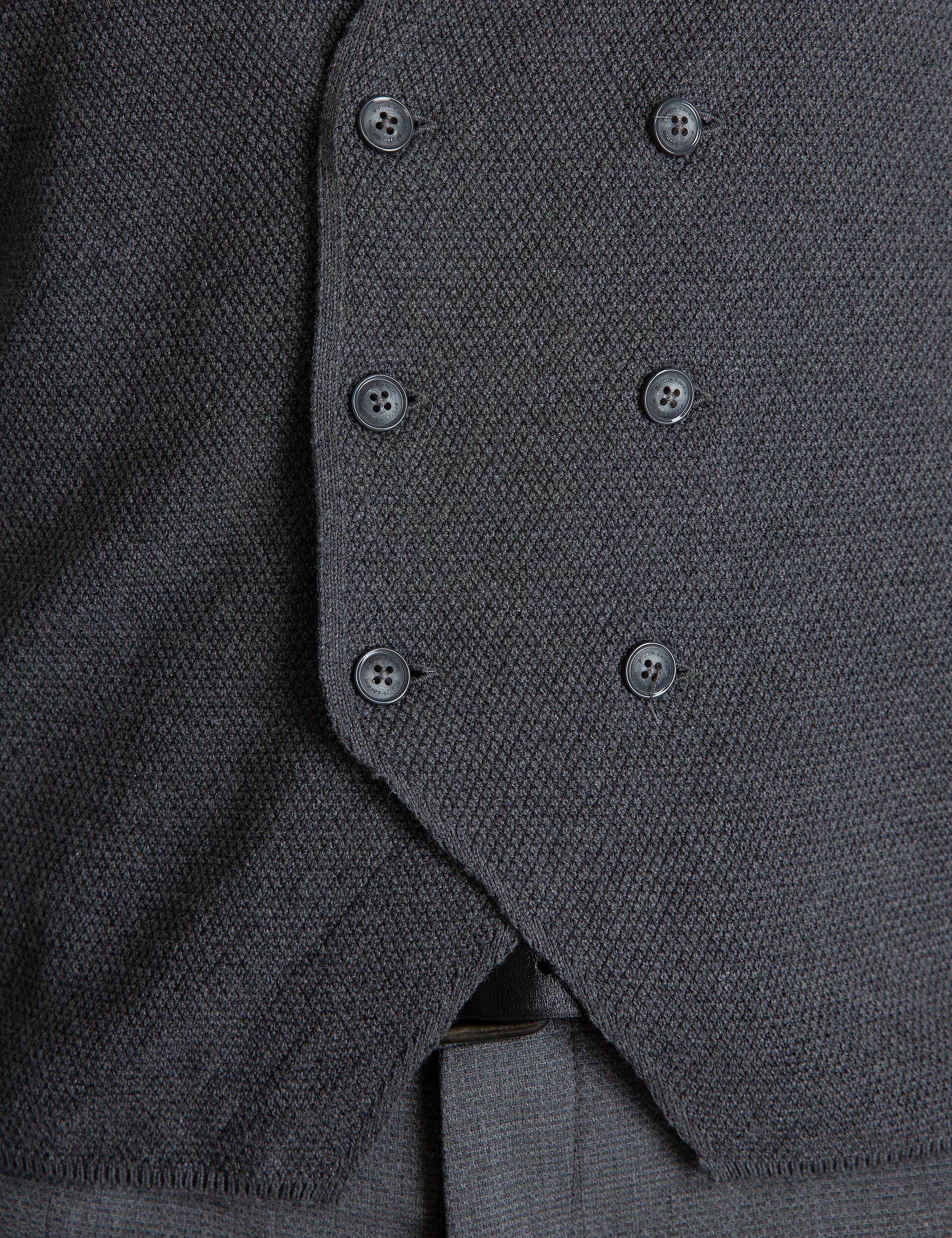 Gri Melanj Slim Fit Triko Yelek - Image 5