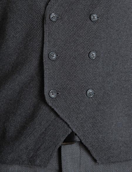 Gri Melanj Slim Fit Triko Yelek - 50197473031