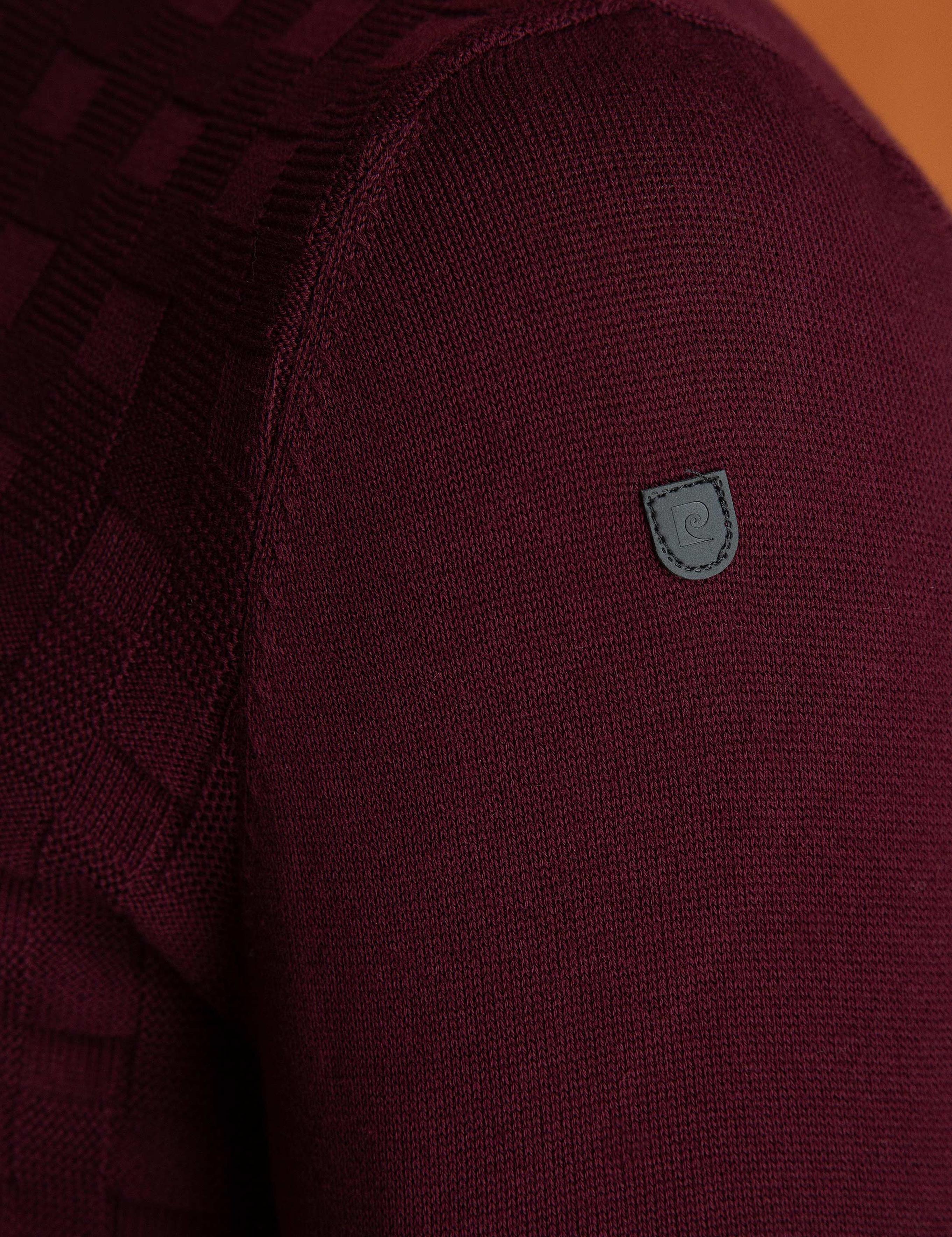 Bordo Slim Fit Yarım Balıkçı Yaka Triko Kazak