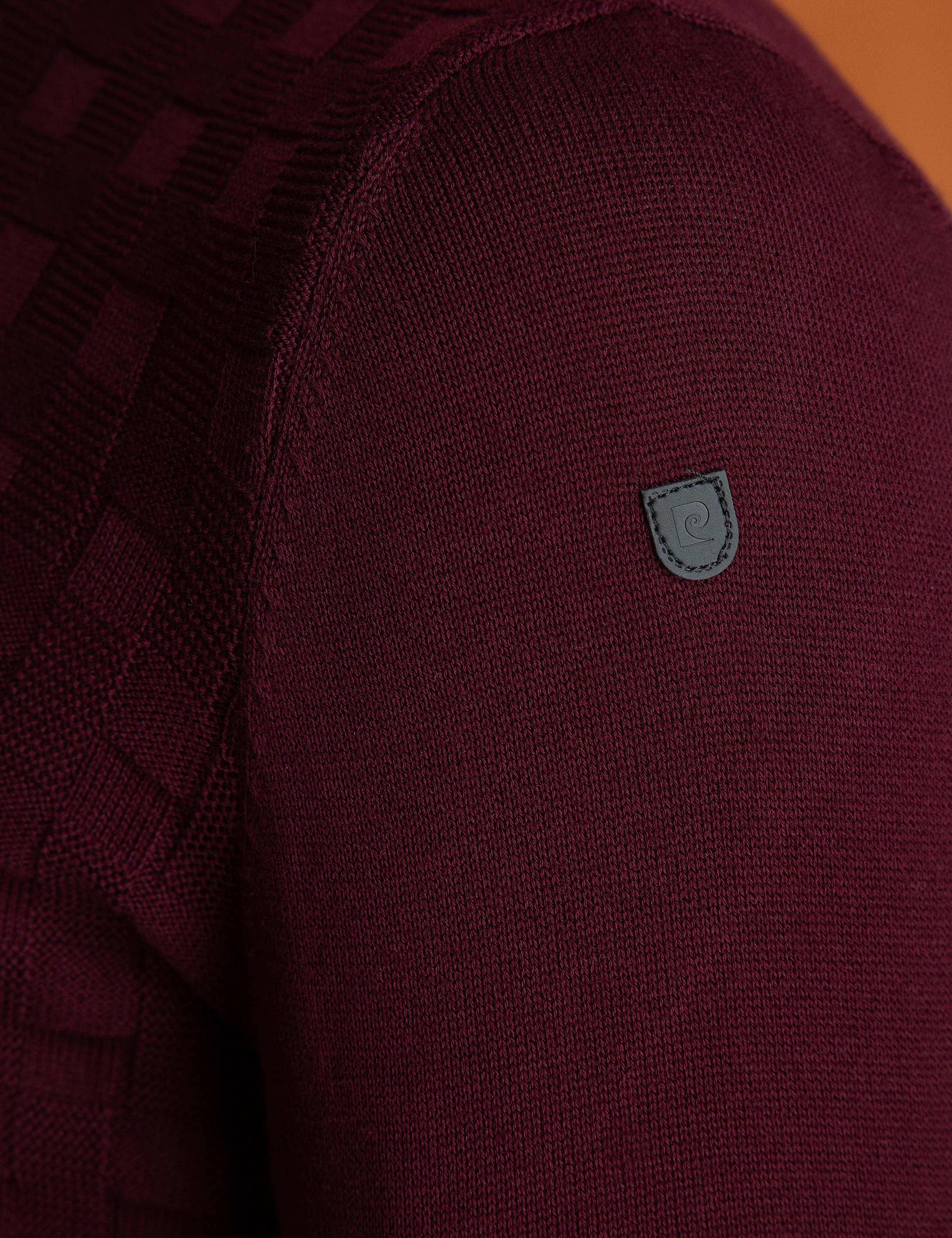 Bordo Slim Fit Yarım Balıkçı Yaka Triko Kazak