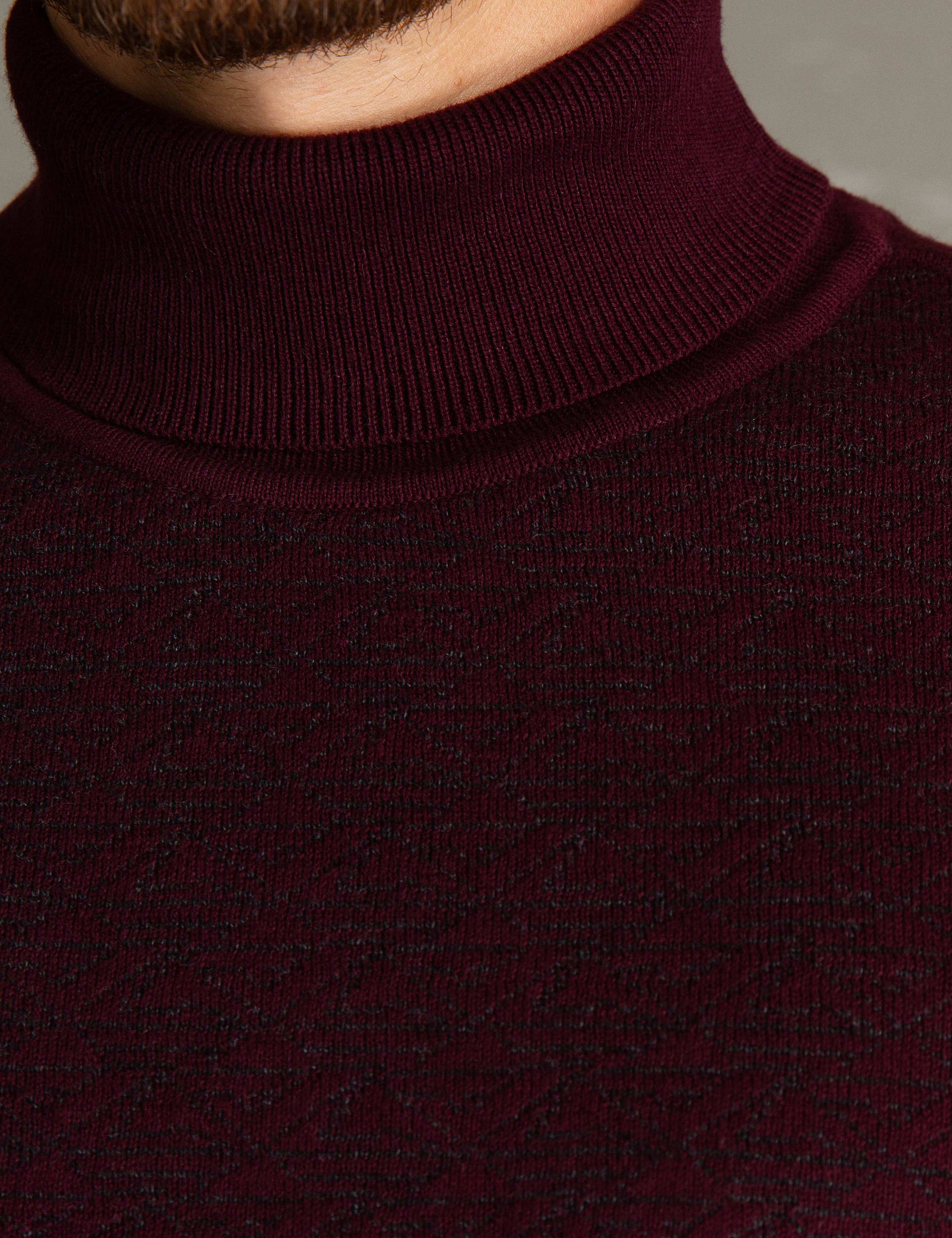 Bordo Slim Fit Triko Kazak - Image 5
