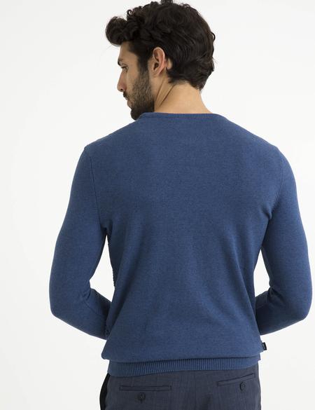 İndigo Mavi Slim Fit Triko Kazak - 50195744047