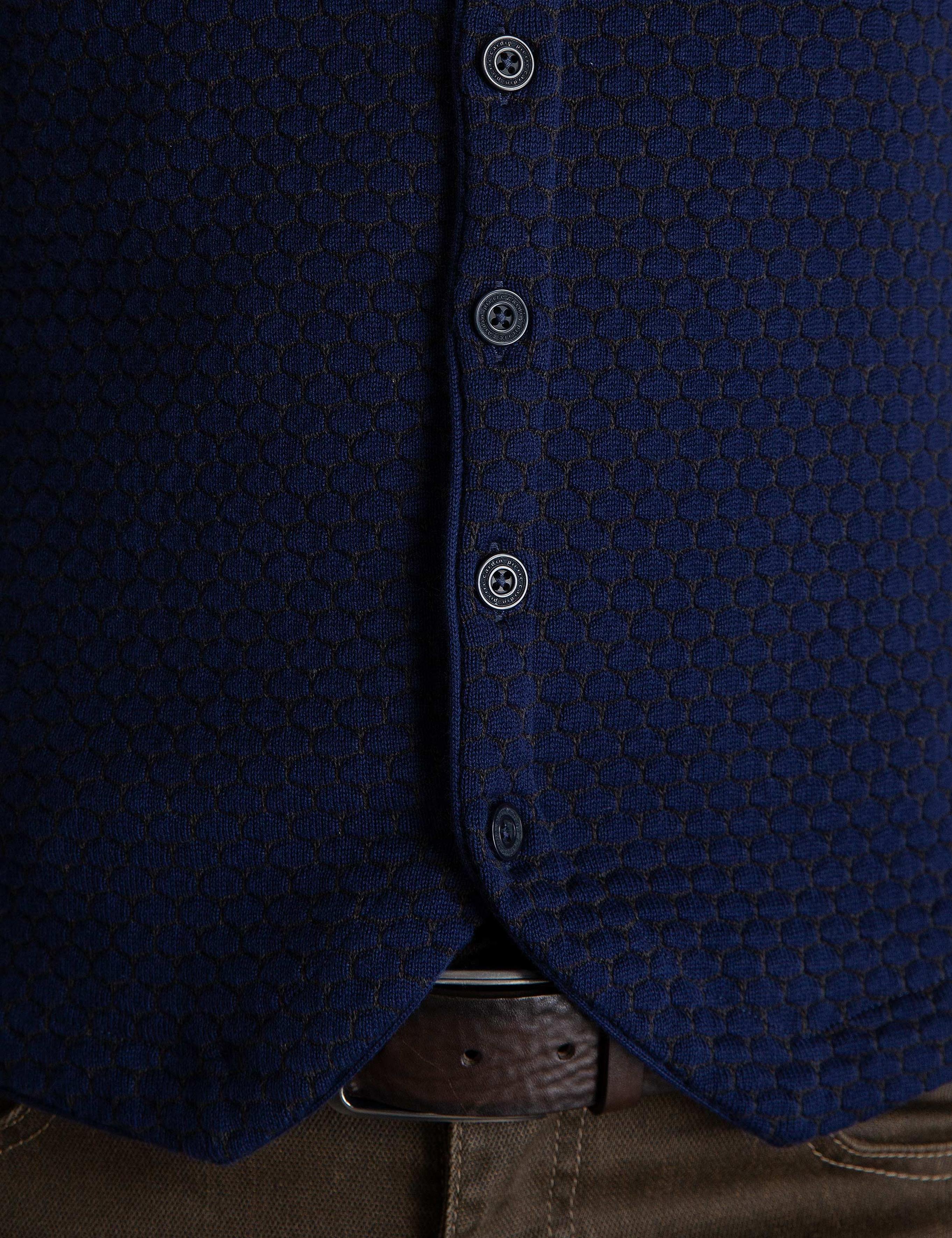 Lacivert Slim Fit Triko Yelek