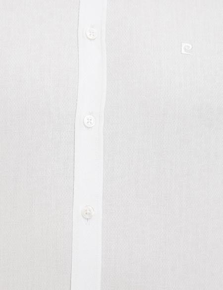 Beyaz Slim Fit Armürlü Gömlek - 50209661012