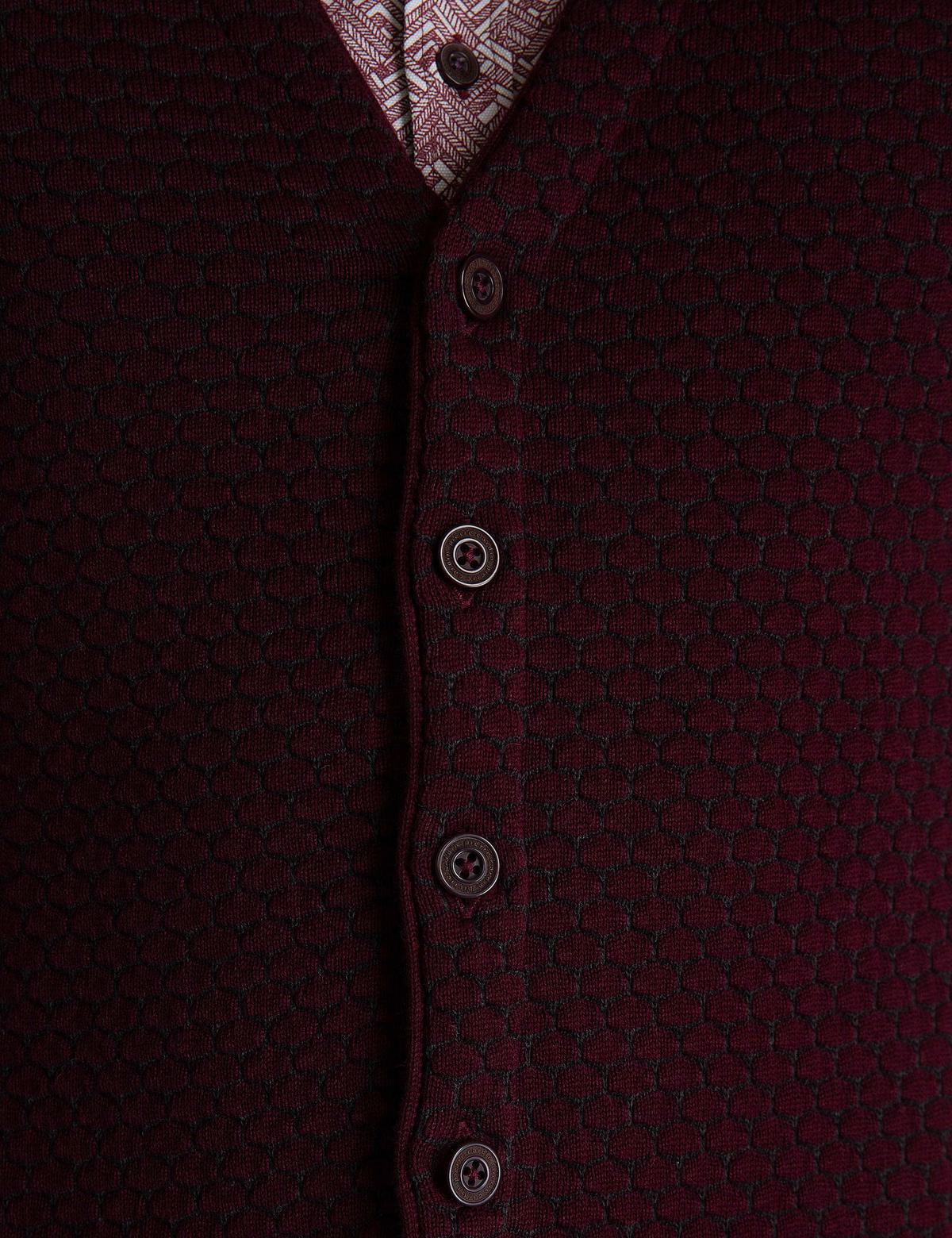 Bordo Slim Fit Triko Yelek - 50196041013