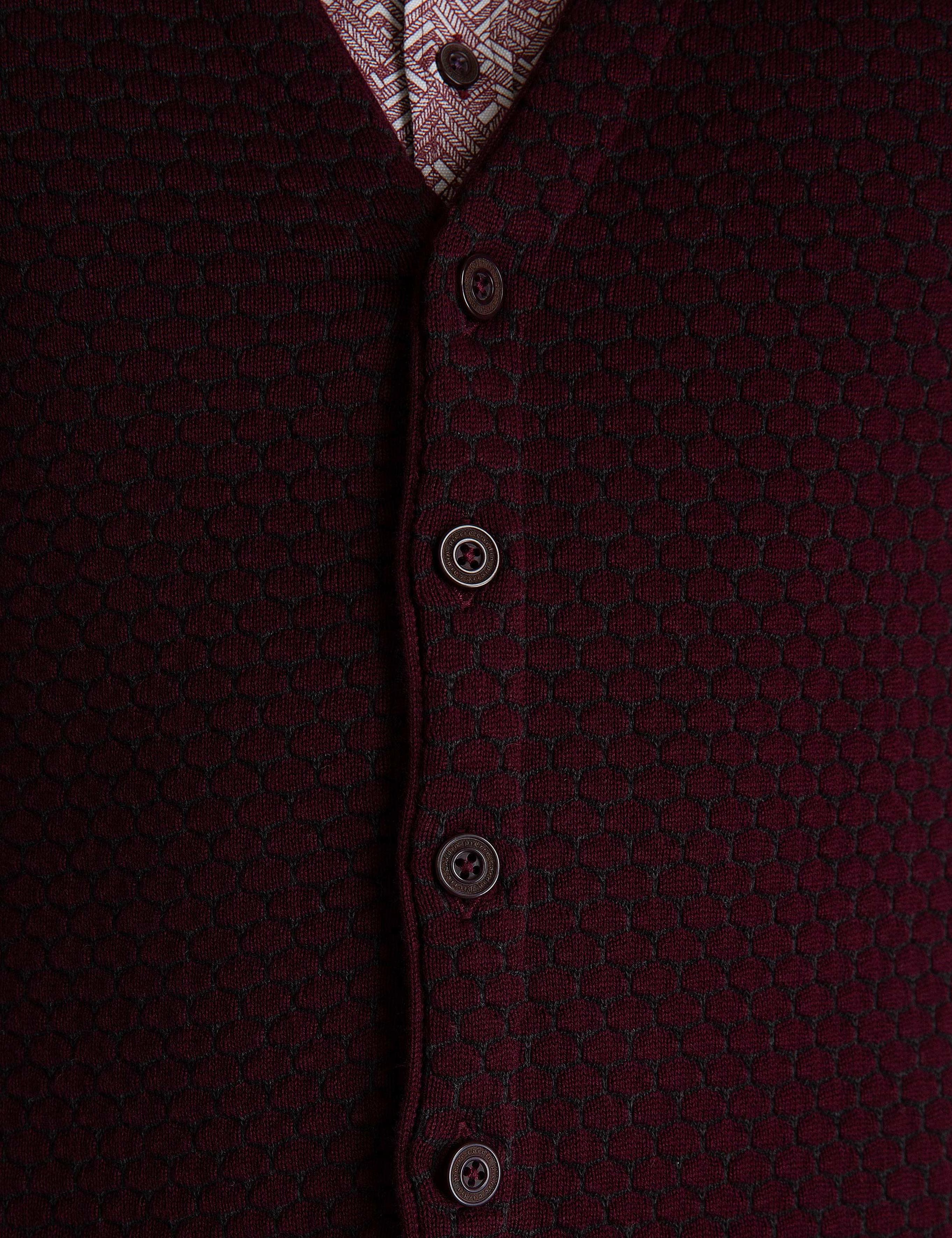 Bordo Slim Fit Triko Yelek