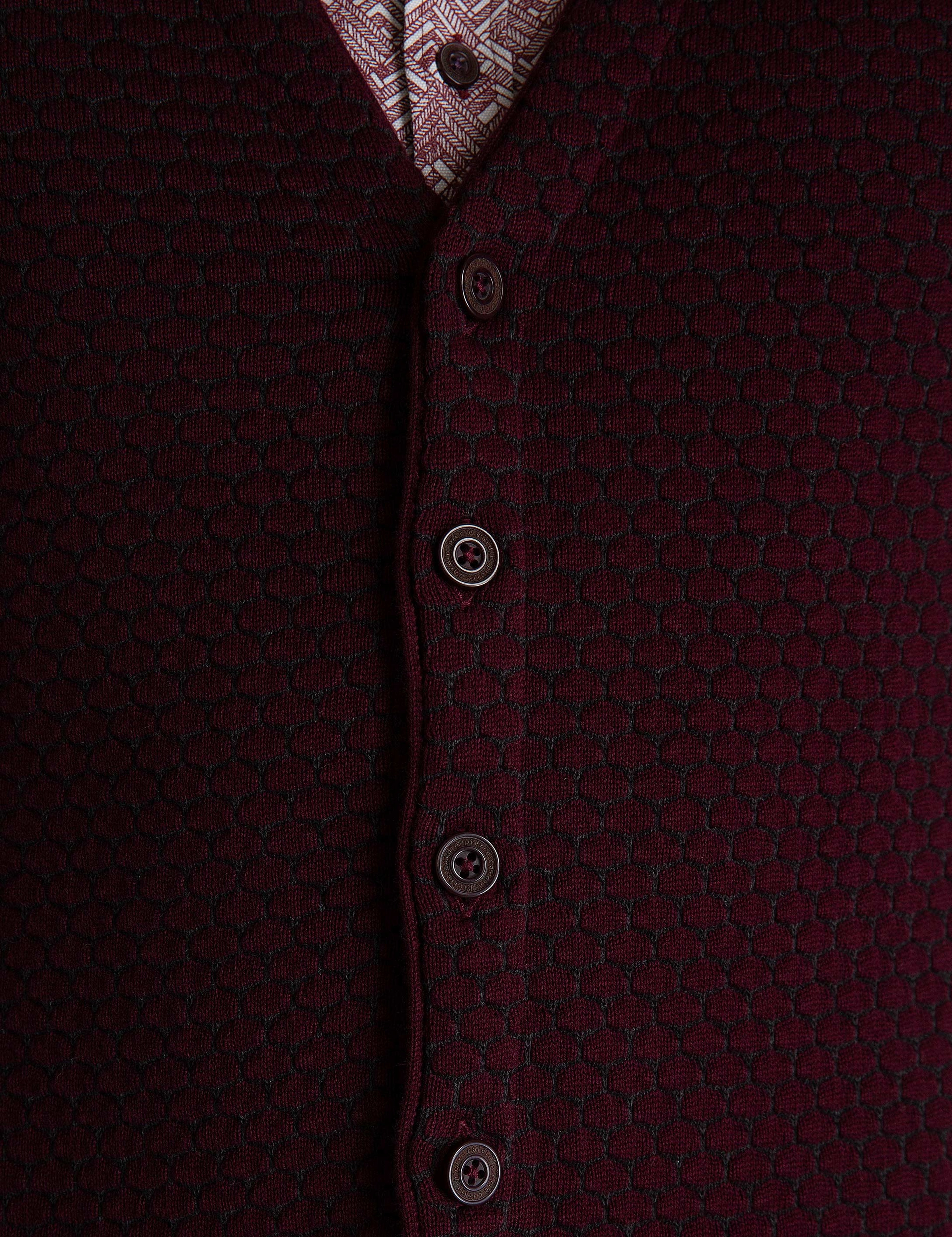Bordo Slim Fit Triko Yelek - Image 5