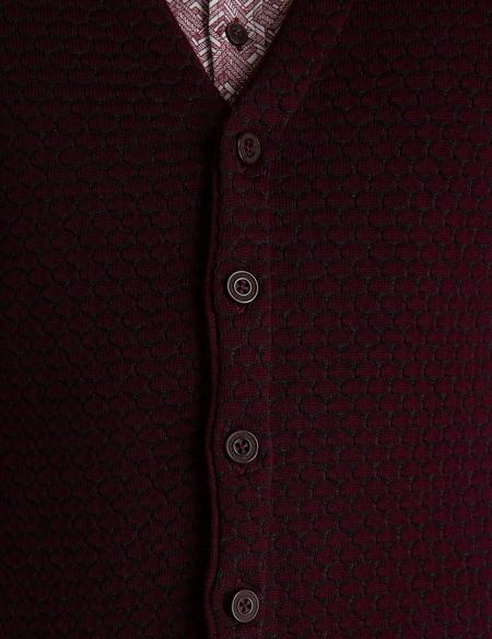 Bordo Slim Fit Triko Yelek - 50196041013