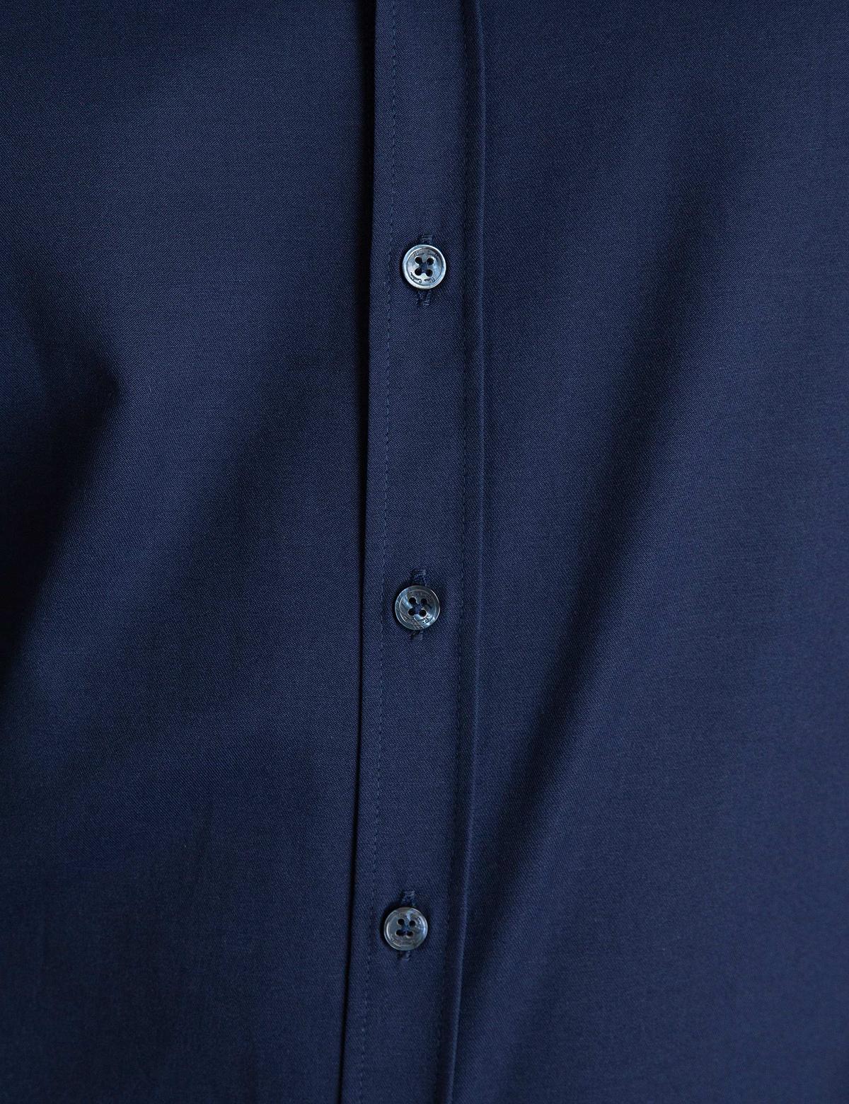 Lacivert Slim Fit Uzun Kollu Basic Gömlek - 50197133041