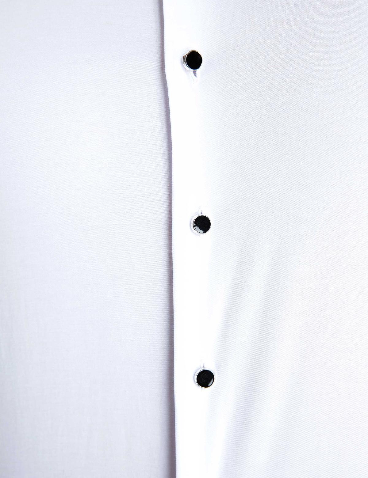 Beyaz Slim Fit Smokin Gömlek - 50197134005