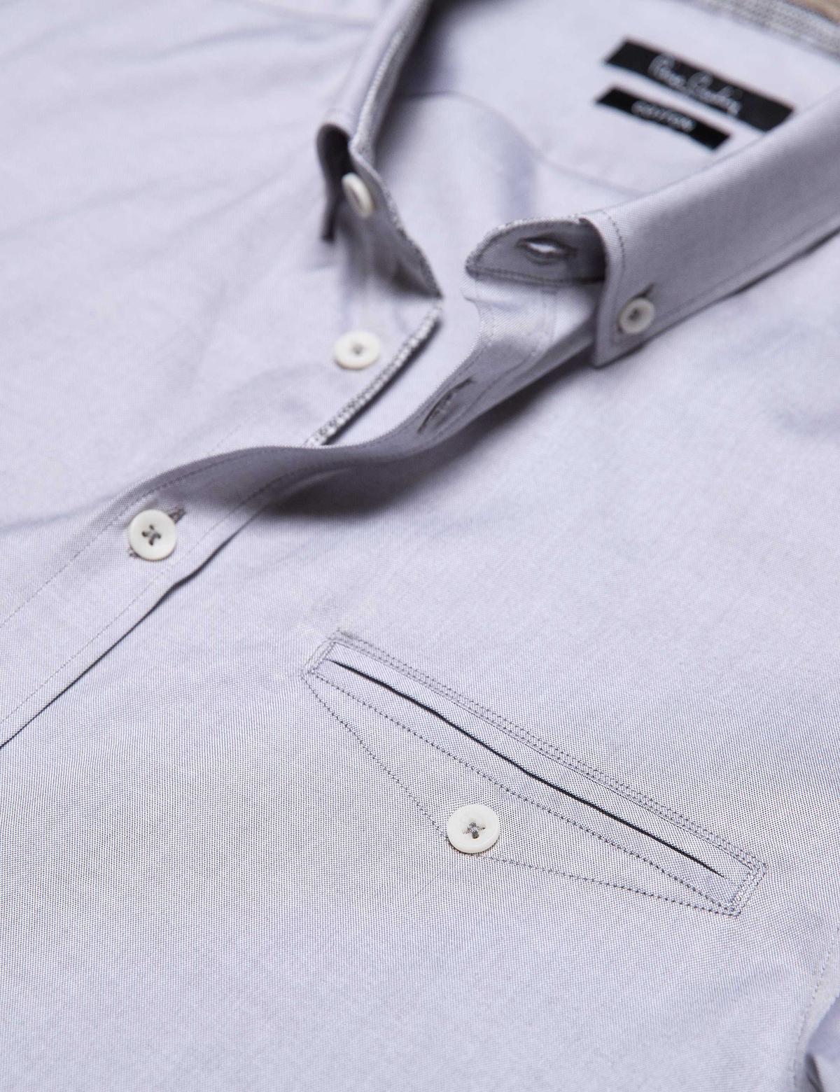 Gri Slim Fit Uzun Kollu Gömlek - 50186961080