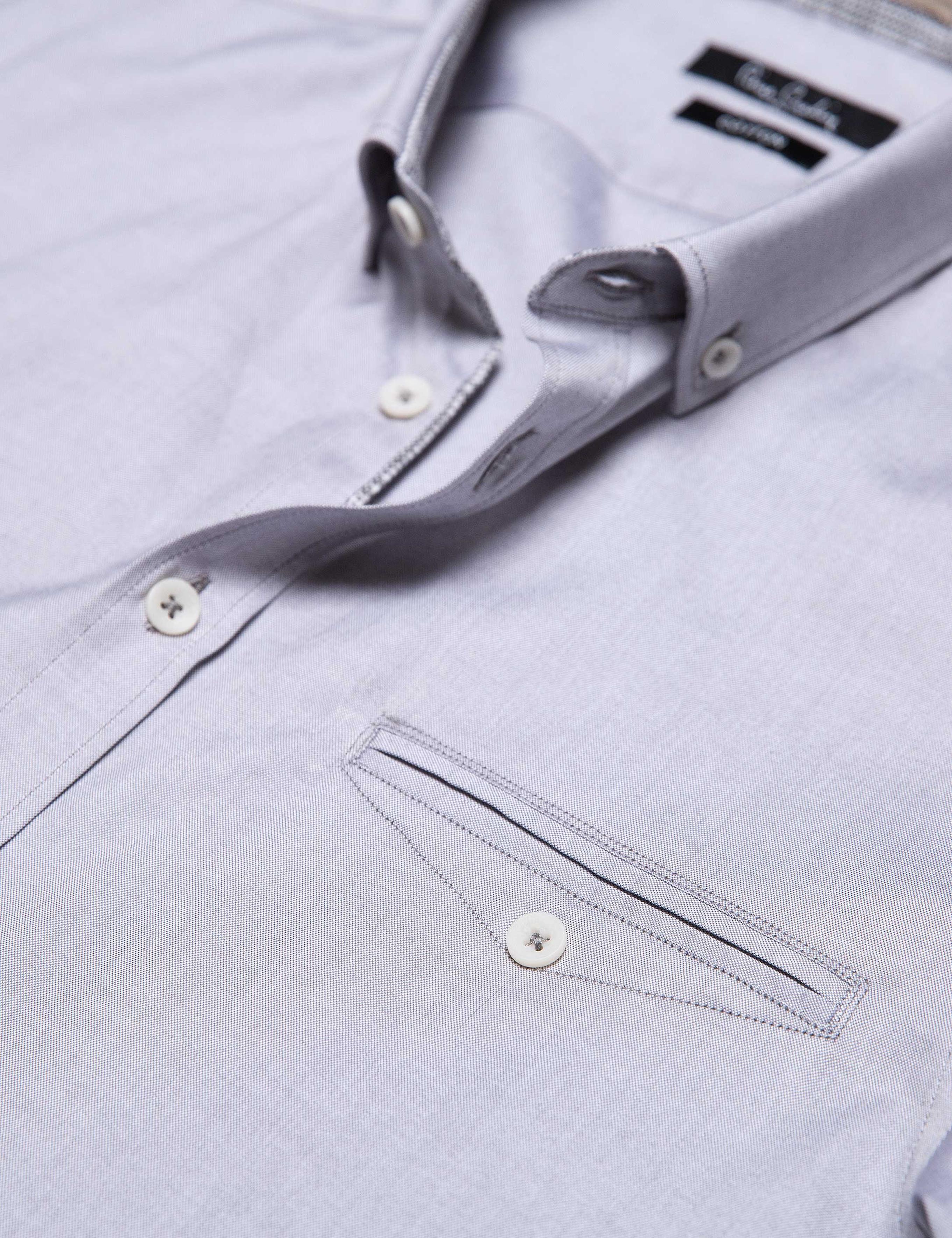 Gri Slim Fit Uzun Kollu Gömlek